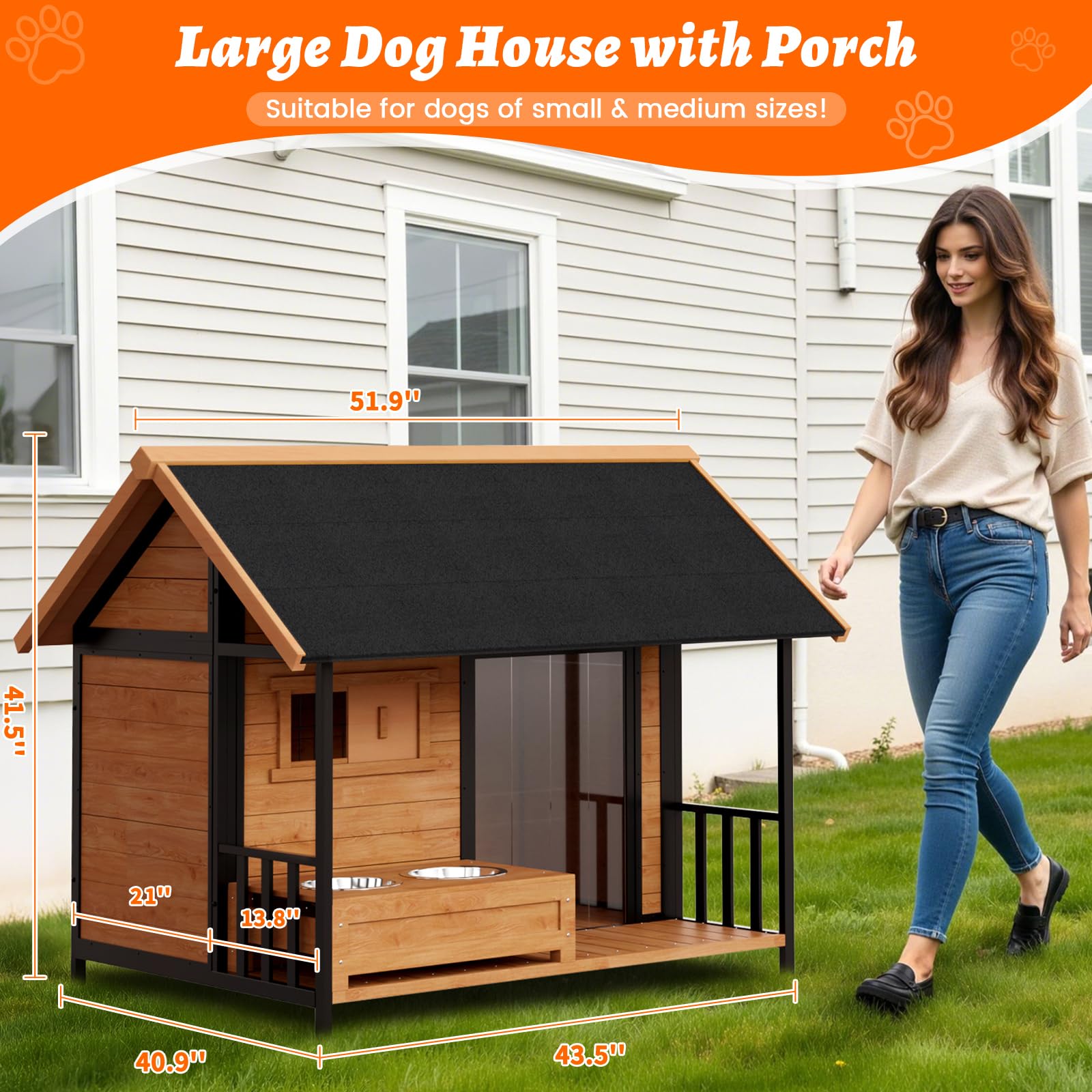 BuddyManor Dog House with Insulated Liner(3BM0005+3BM0004)