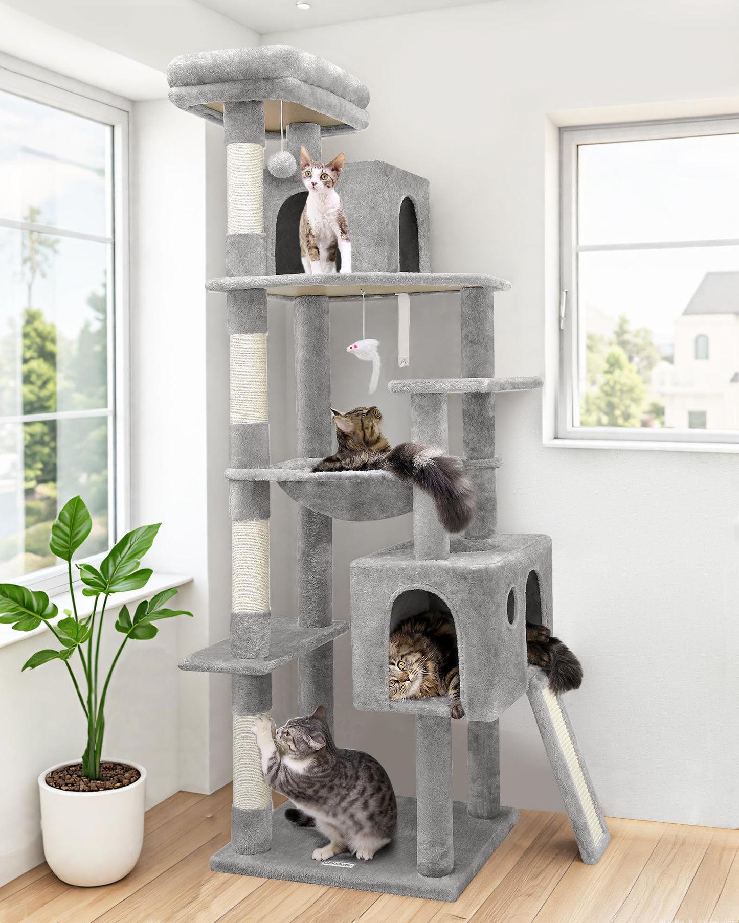 Heavy Duty Cat Tree Tower 70 Inch Scratching Post Hammock Condo