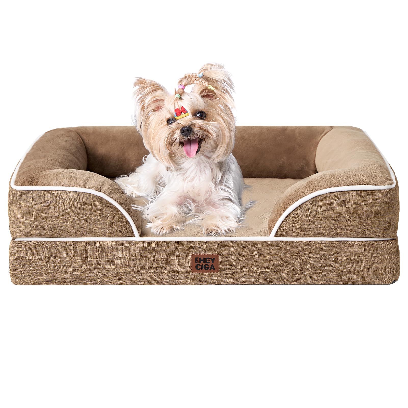 EHEYCIGA Orthopedic Dog Beds for Medium Large Extra Large Dogs, Waterproof Memory Foam XL Dog Bed with Sides, Egg-Crate Foam Couch Bed with Washable Removable Cover