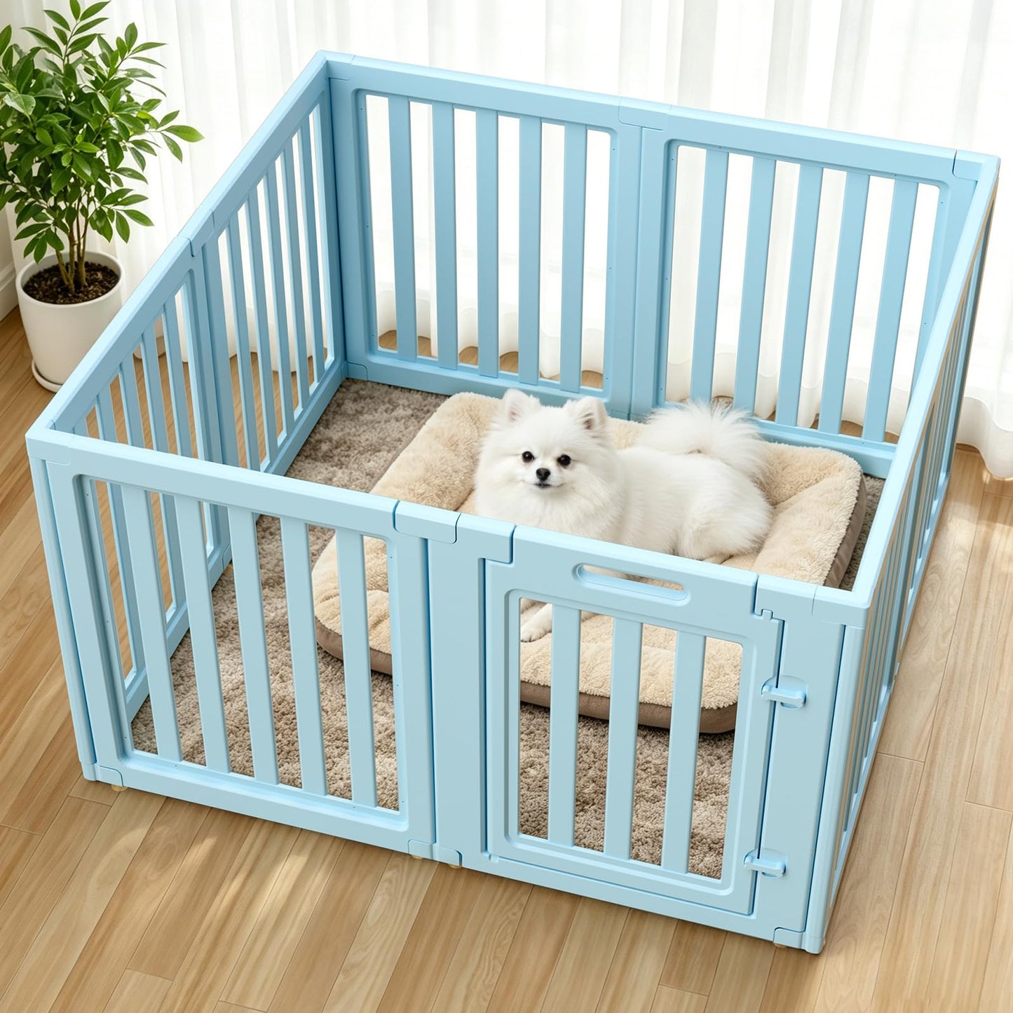 Clear Dog Playpen with Door Indoor Outdoor Puppy Pen Easy Clean