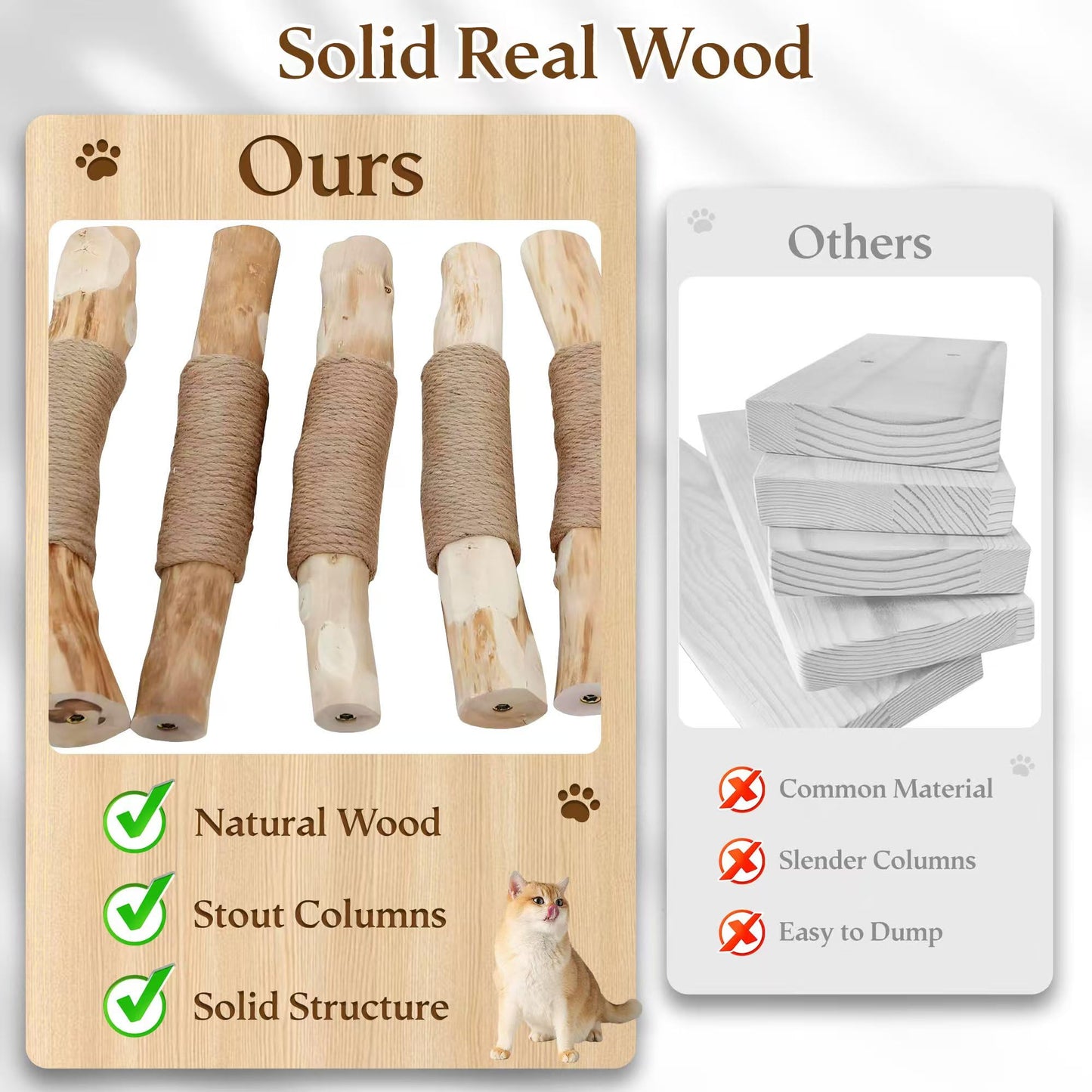 Solid Wood Cat Tree Tower Scratching Post Space Capsule Bed