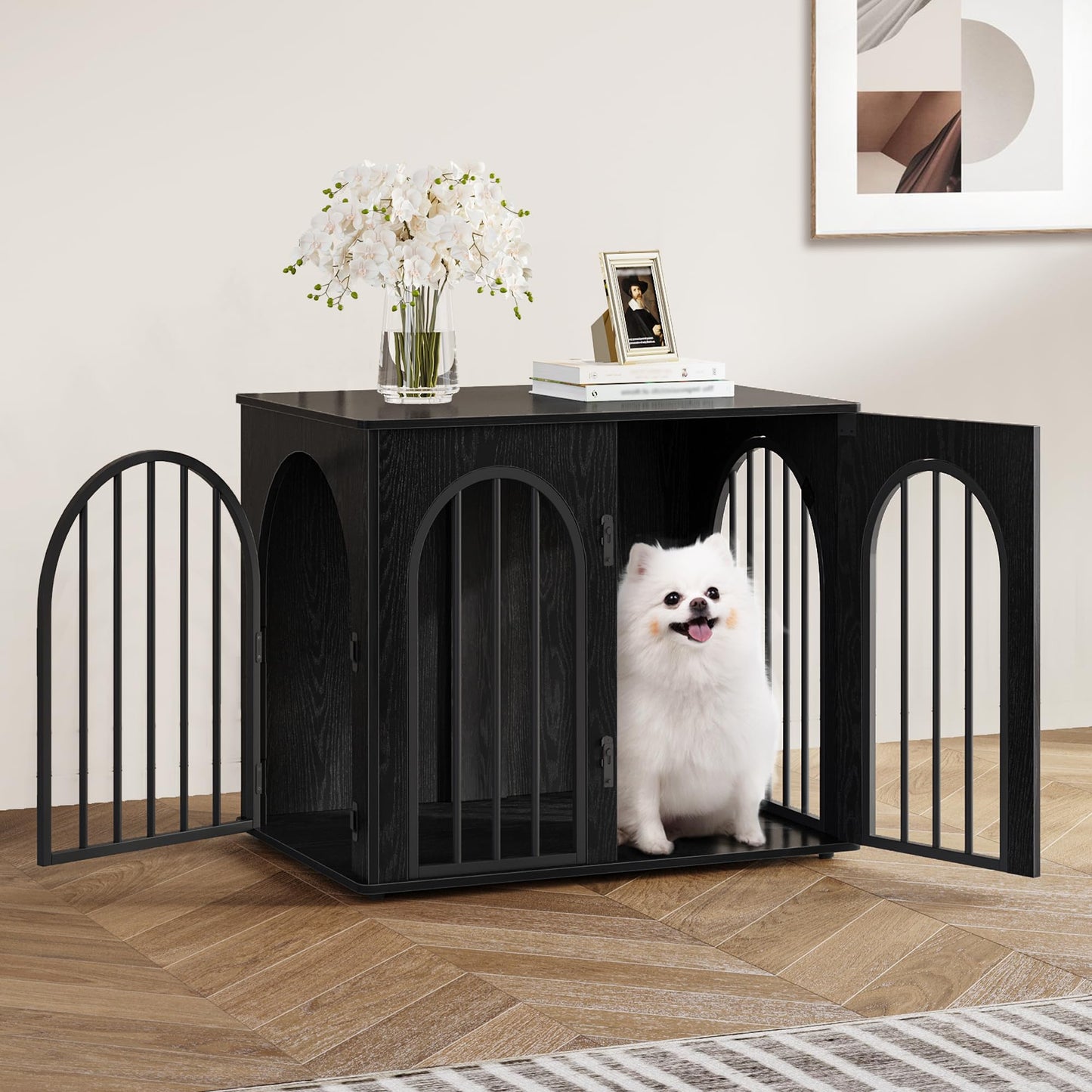 Wooden Dog Crate Furniture Indoor Kennel End Table TV Stand