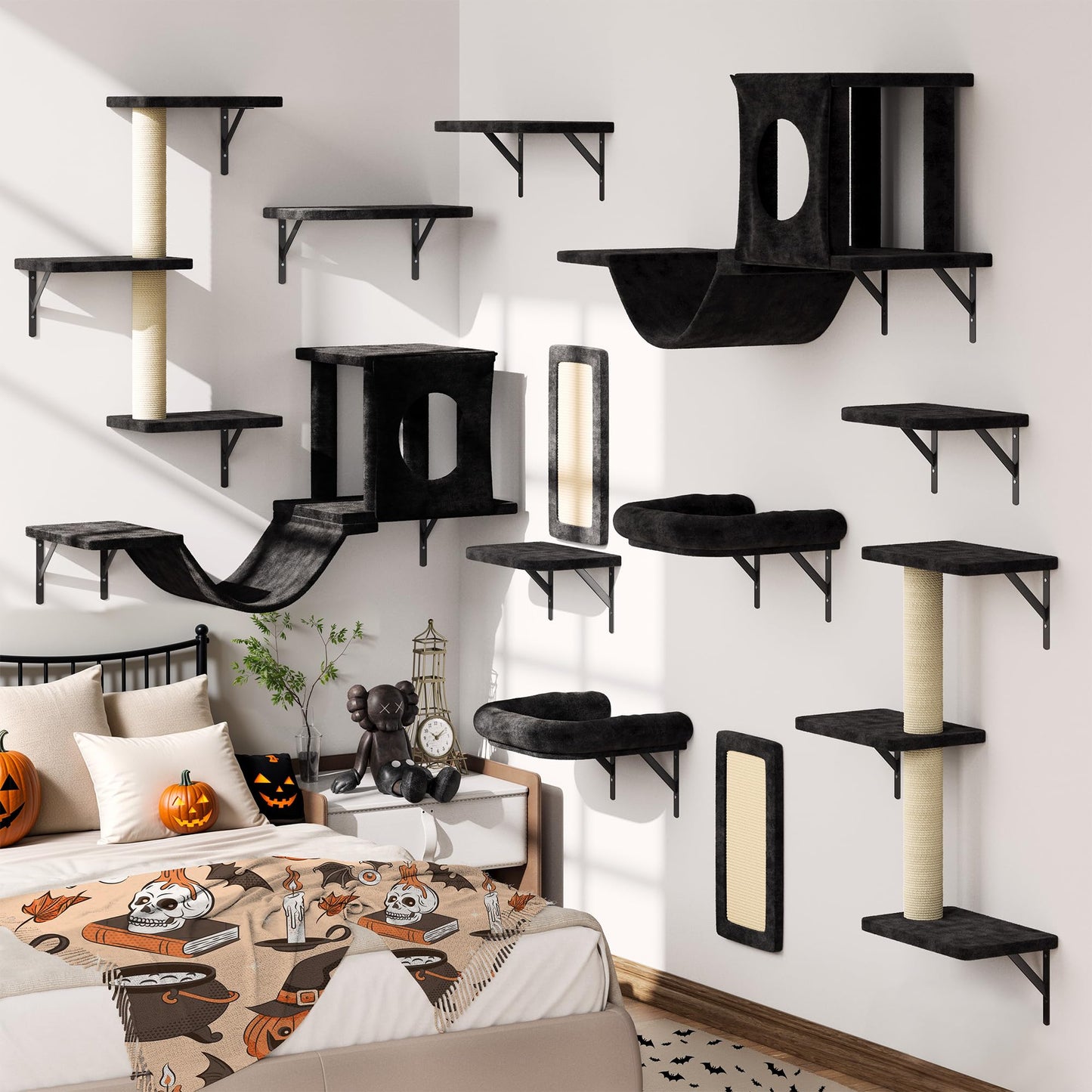 Wall Mounted Cat Shelves Furniture Set Climbing Perches