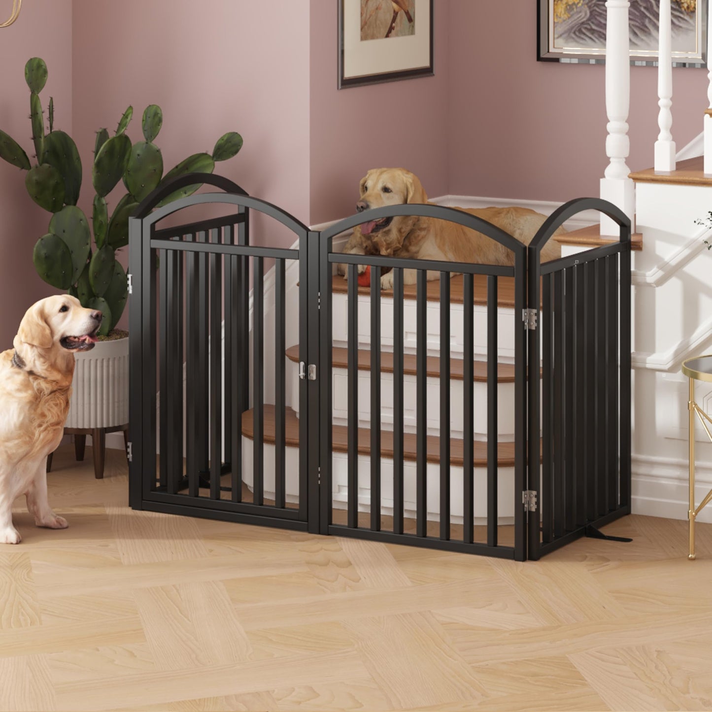 Foldable Dog Gate Freestanding Wide Pet Fence Door
