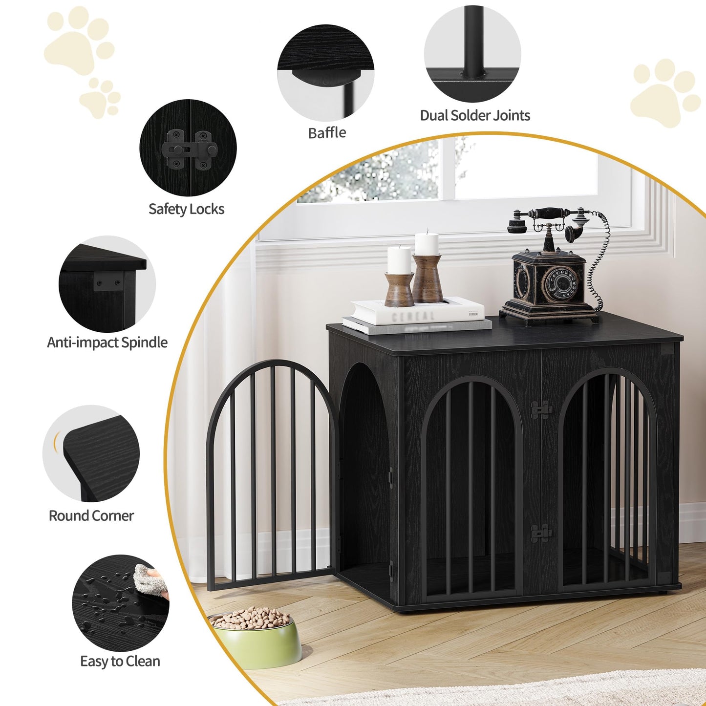 Wooden Dog Crate Furniture Indoor Kennel End Table TV Stand