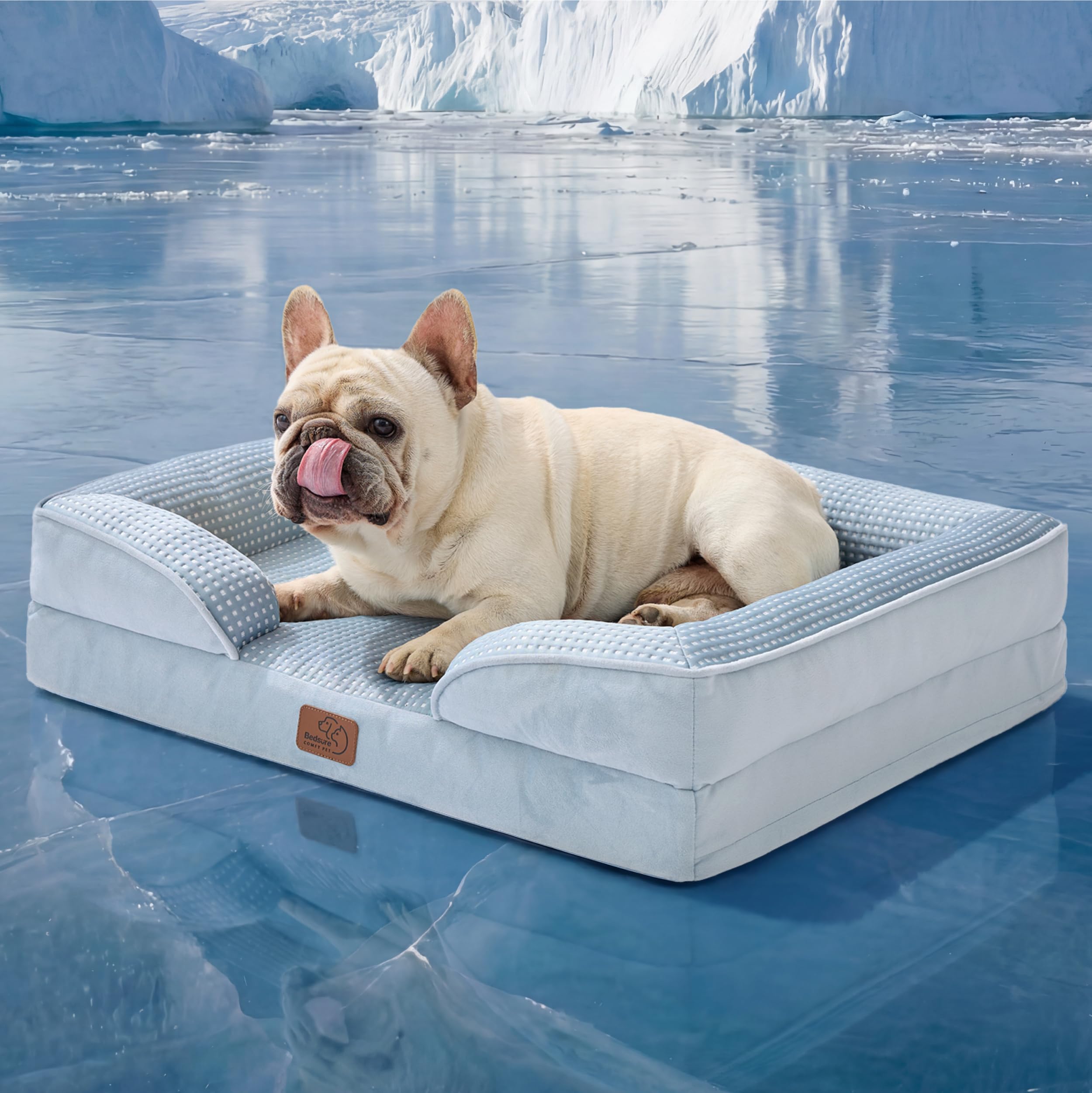 Bedsure Orthopedic Dog Bed - Washable Bolster Dog Cat Sofa Beds, Supportive Foam Pet Couch Bed with Removable Washable Cover, Waterproof Lining and Nonskid Bottom