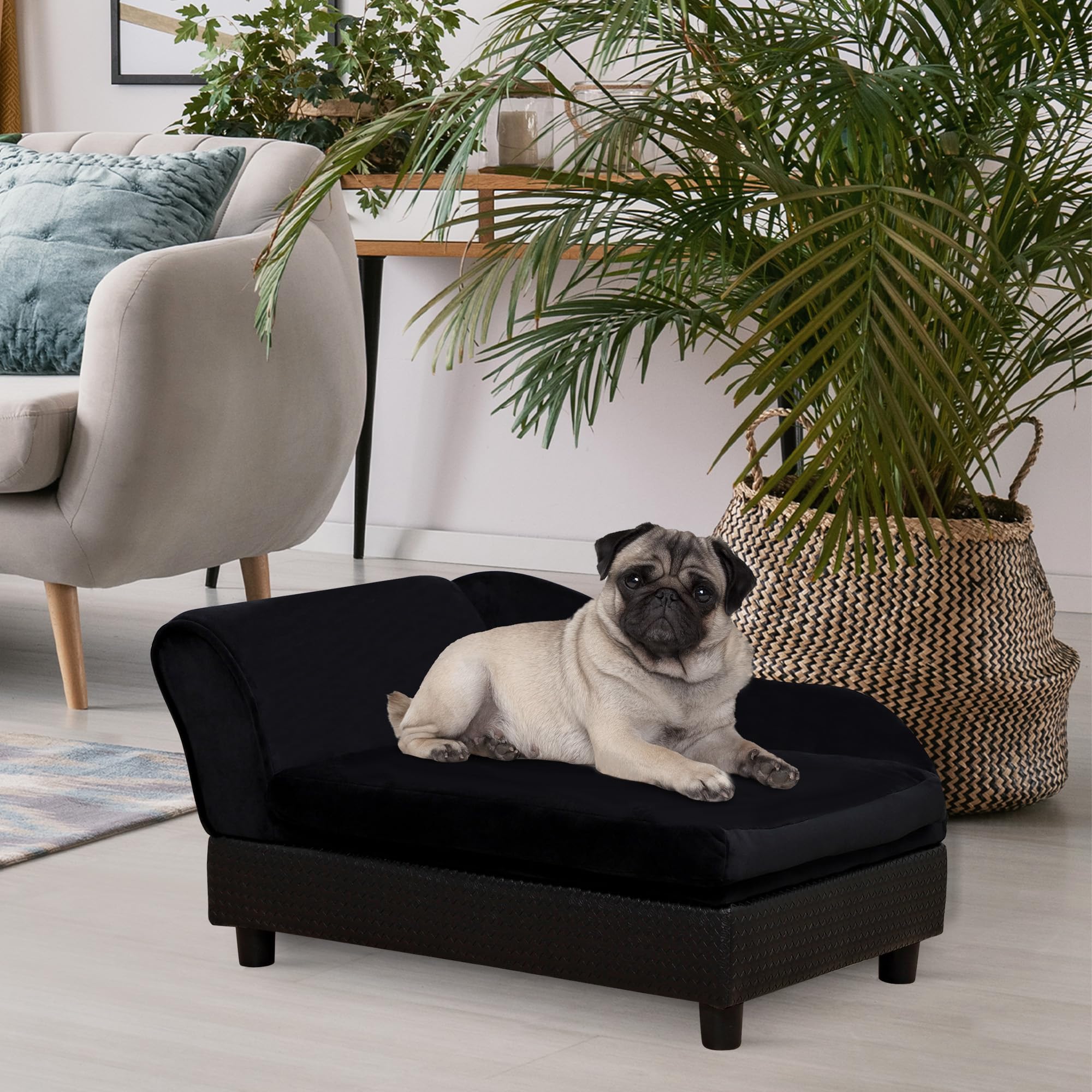PawHut Luxury Fancy Dog Couch with Hidden Storage, Small Dog Sofa Bed with 2" Soft Foam, Modern Pet Furniture for Puppies & Little Breeds
