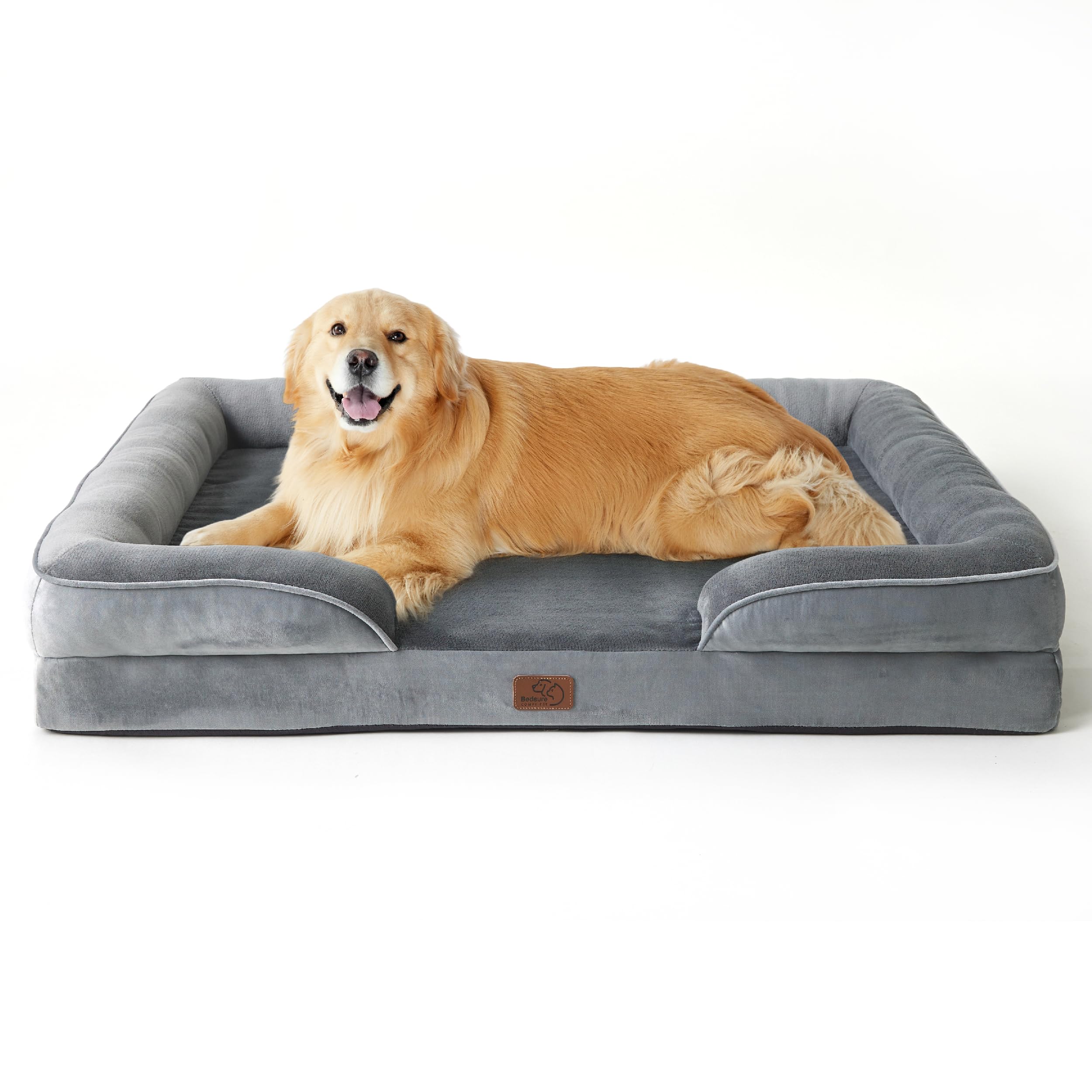 Bedsure Orthopedic Dog Bed - Washable Bolster Dog Cat Sofa Beds, Supportive Foam Pet Couch Bed with Removable Washable Cover, Waterproof Lining and Nonskid Bottom