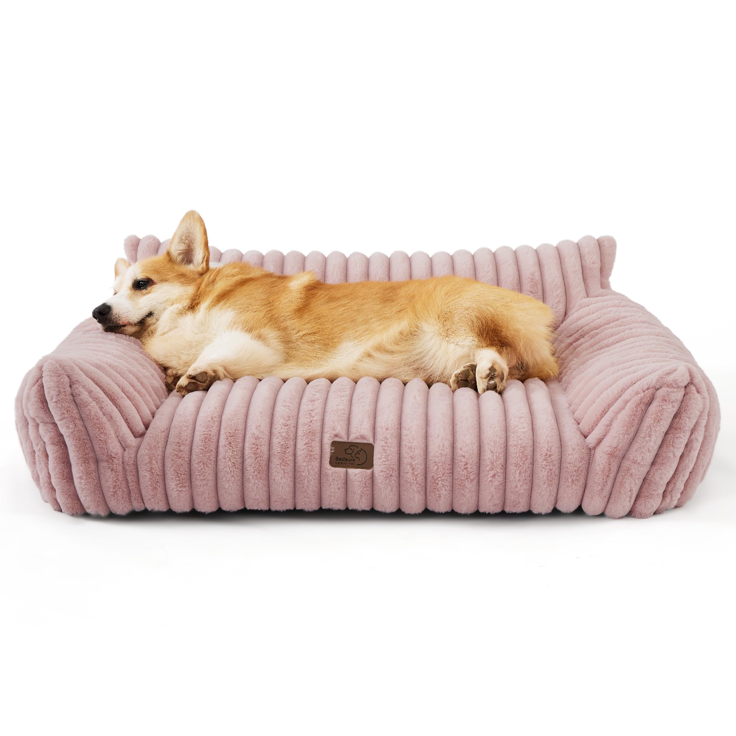 Bedsure Cute Pet Couch - Fluffy Cat Sofa with Premium Soft Corduroy Fleece, Fuzzy Pet Couch Bed with Removable Washable Cover, Supportive Cat Chair