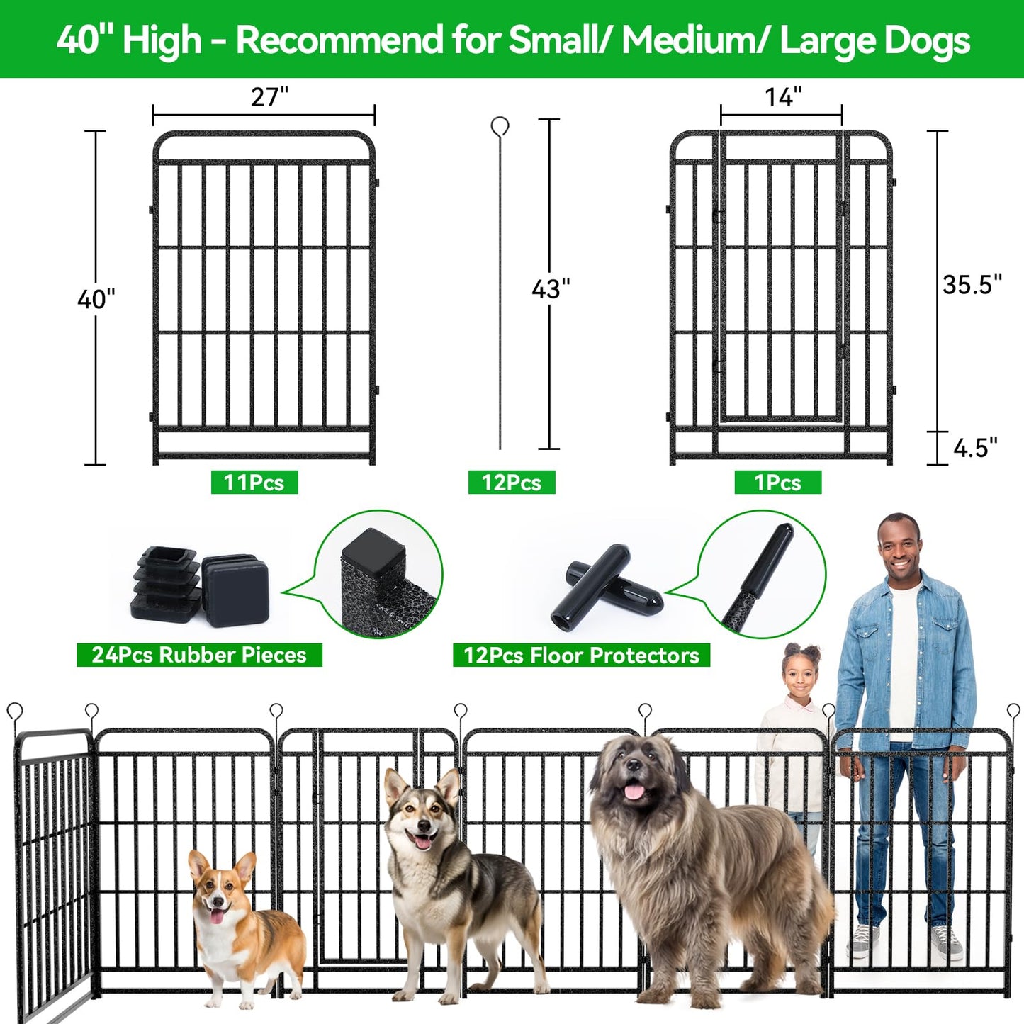 Kfvigoho Dog Playpen Heavy Duty Dog Fence with Thick