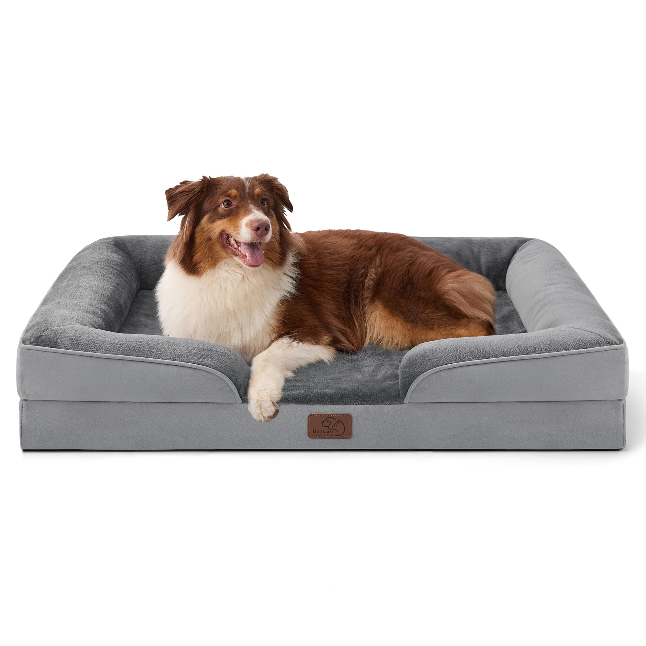 Bedsure Orthopedic Dog Bed - Washable Bolster Dog Cat Sofa Beds, Supportive Foam Pet Couch Bed with Removable Washable Cover, Waterproof Lining and Nonskid Bottom