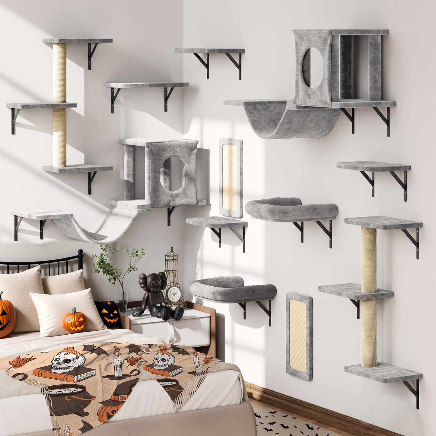 Wall Mounted Cat Shelves Furniture Set Climbing Perches