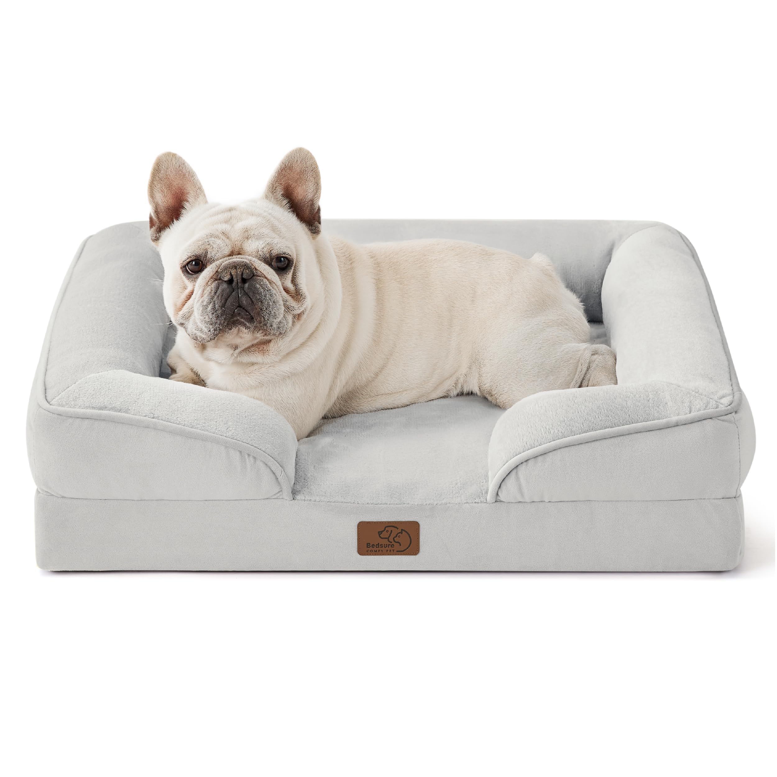 Bedsure Orthopedic Dog Bed - Washable Bolster Dog Cat Sofa Beds, Supportive Foam Pet Couch Bed with Removable Washable Cover, Waterproof Lining and Nonskid Bottom