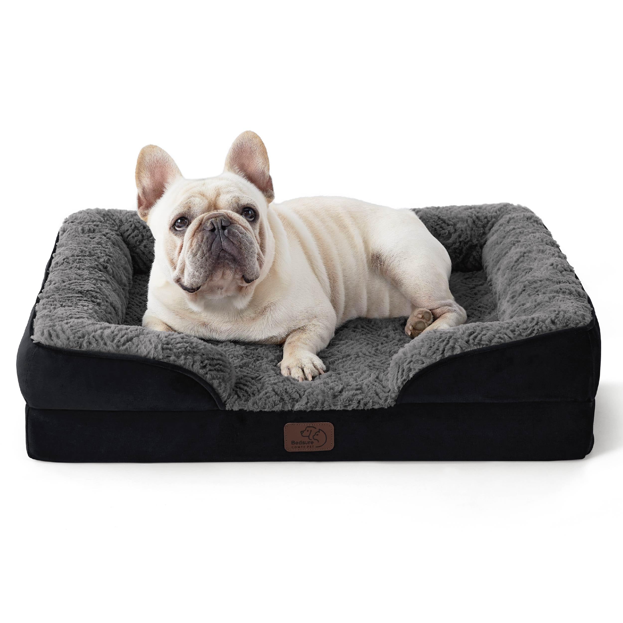 Bedsure Orthopedic Dog Bed - Washable Bolster Dog Cat Sofa Beds, Supportive Foam Pet Couch Bed with Removable Washable Cover, Waterproof Lining and Nonskid Bottom