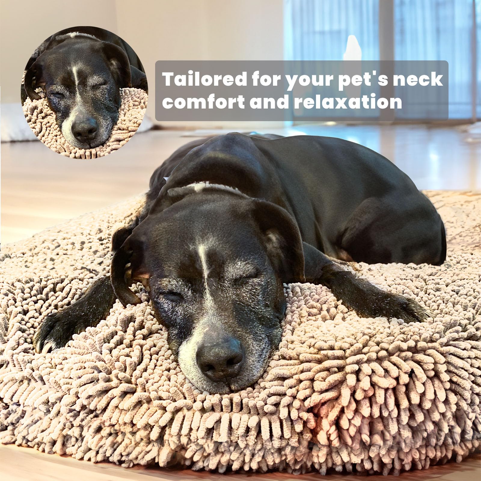 Muddy Mat® Cloud K-9 Bed for Dogs & Cats, Soft & Relaxing Donut Dog Bed, Chenille Material, Removable Cover, Washable & Dryer Safe