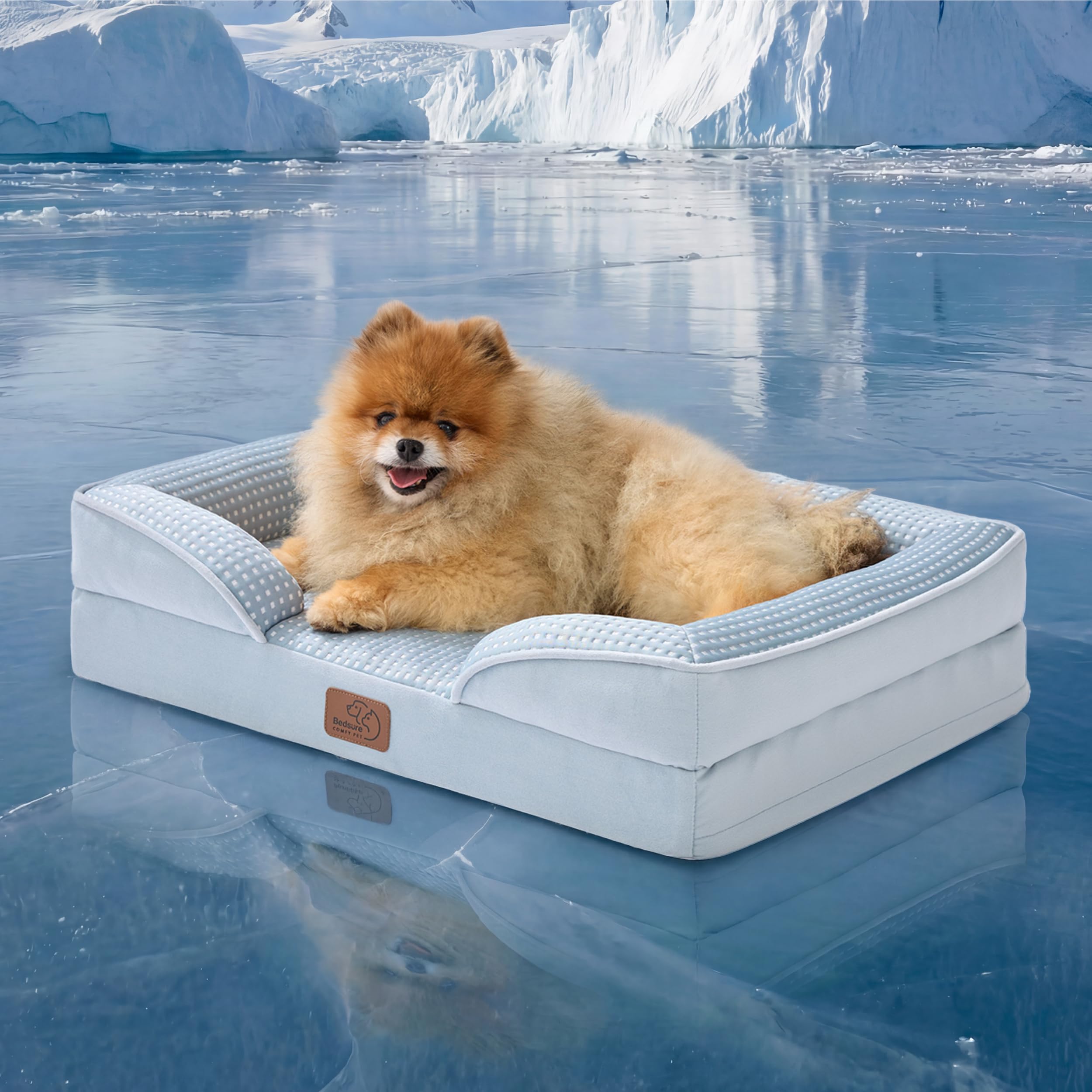 Bedsure Orthopedic Dog Bed - Washable Bolster Dog Cat Sofa Beds, Supportive Foam Pet Couch Bed with Removable Washable Cover, Waterproof Lining and Nonskid Bottom