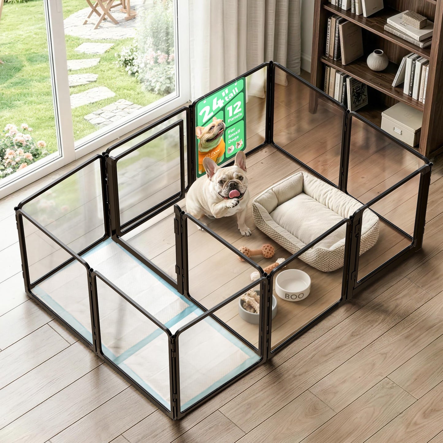 Acrylic Indoor Dog Playpen Metal Frame Heavy Duty Puppy Fence