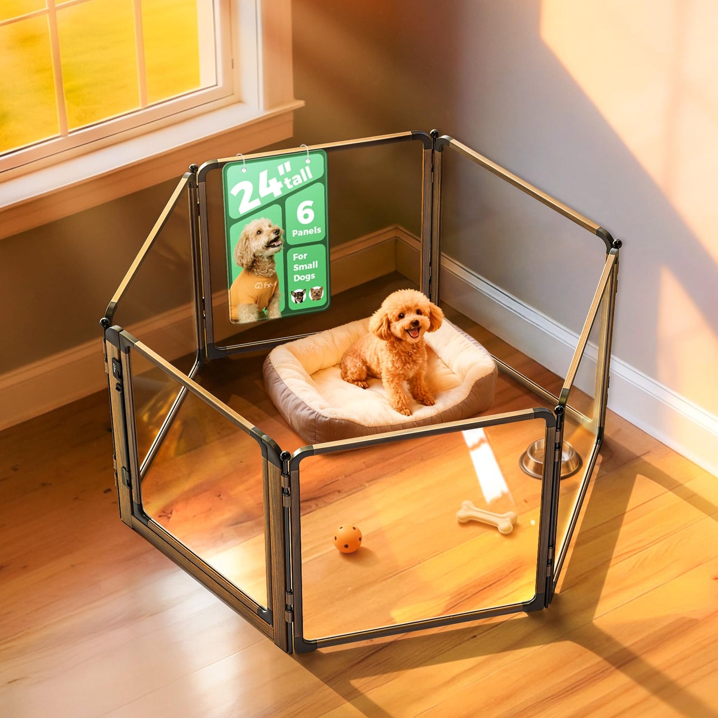 Acrylic Indoor Dog Playpen Metal Frame Heavy Duty Puppy Fence