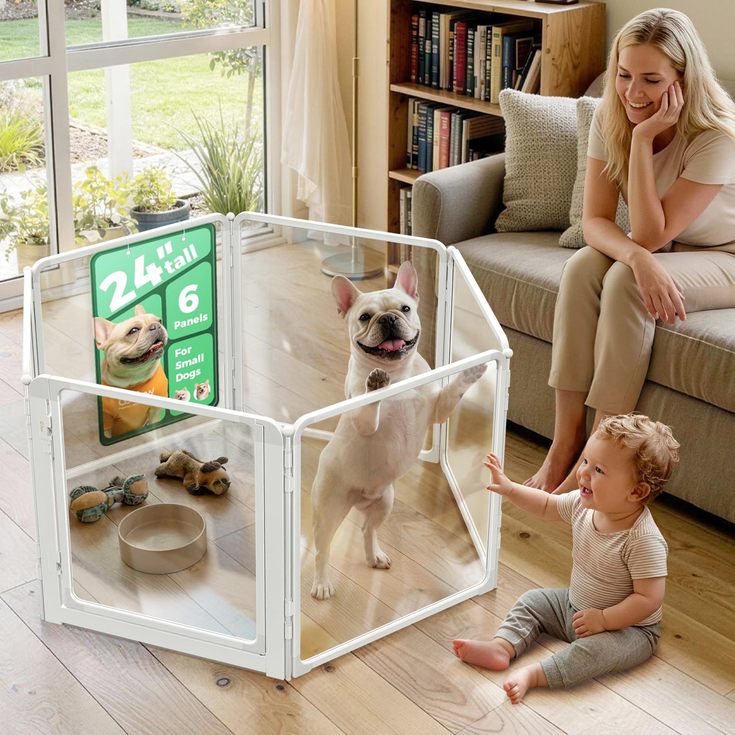 Acrylic Indoor Dog Playpen Metal Frame Heavy Duty Puppy Fence