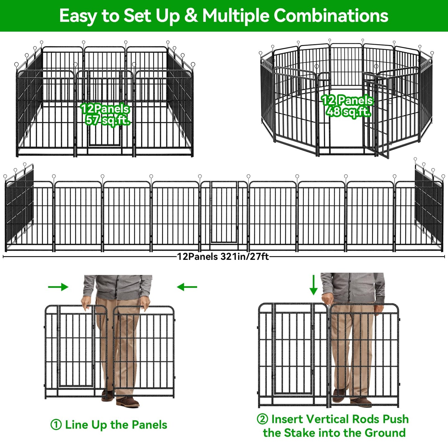 Kfvigoho Dog Playpen Heavy Duty Dog Fence with Thick