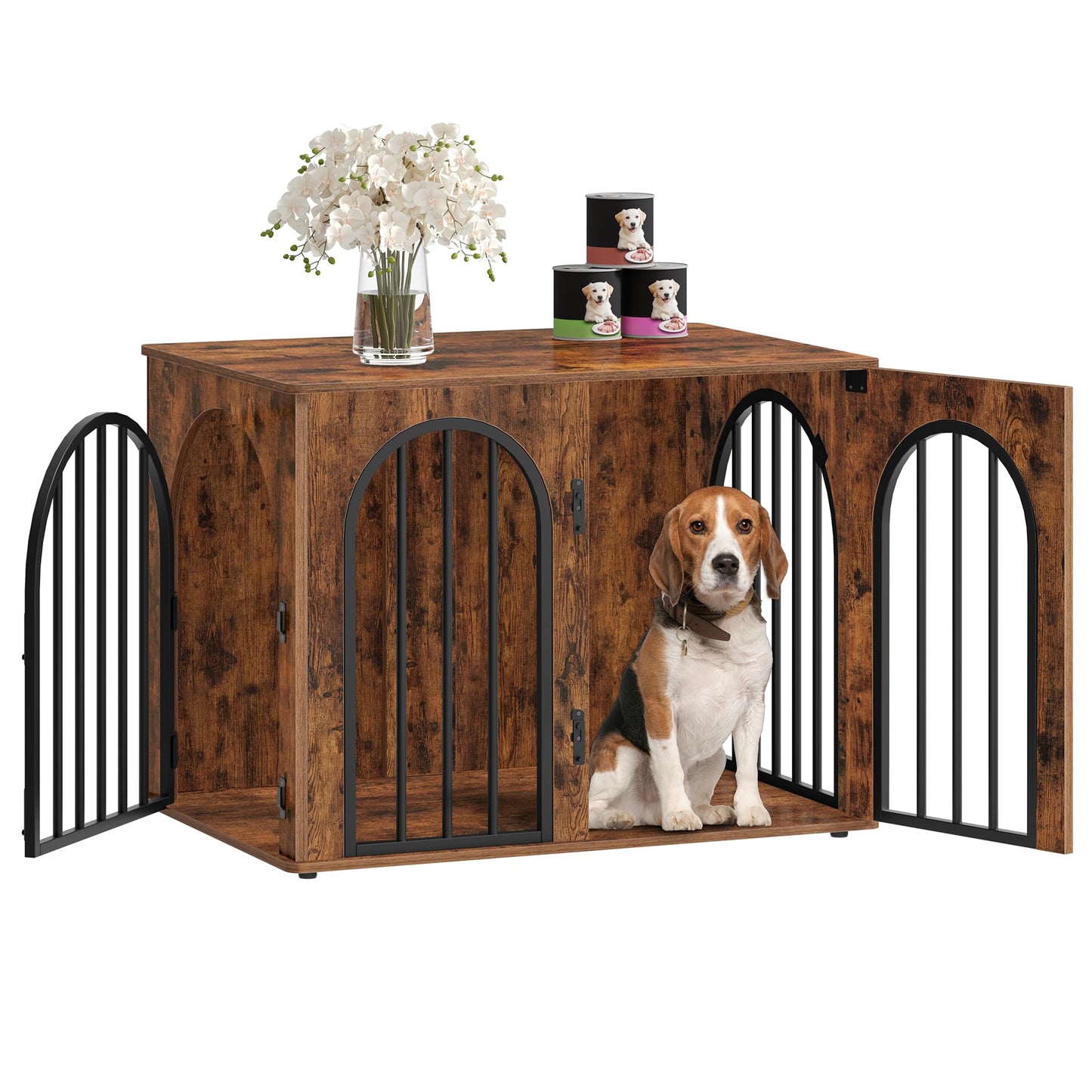 Wooden Dog Crate Furniture Indoor Kennel End Table TV Stand