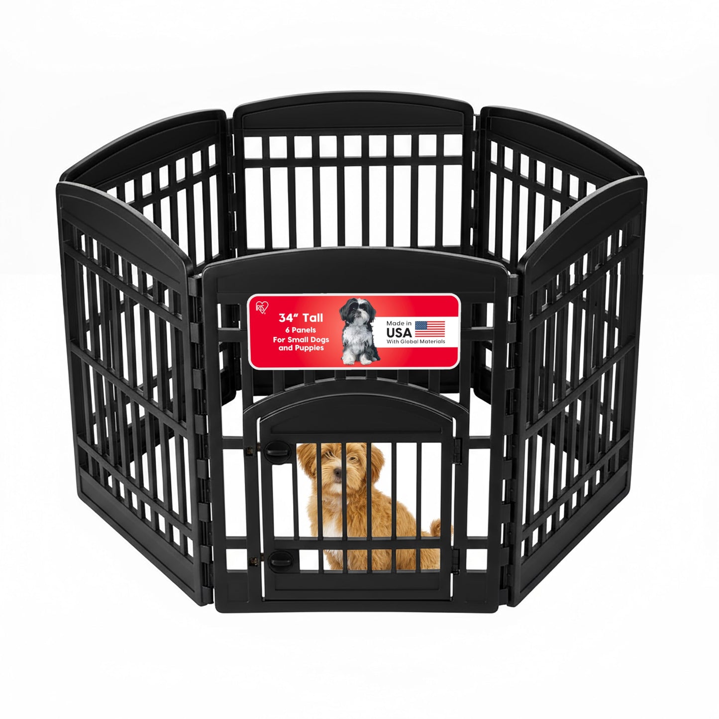 8 Panel Dog Playpen 34 Inch Tall Foldable Indoor Outdoor Enclosure