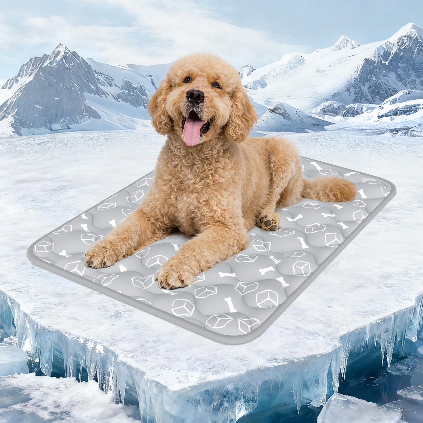 Cooling Dog Mat Arc-Chill Breathable Crate Pad Blue Green