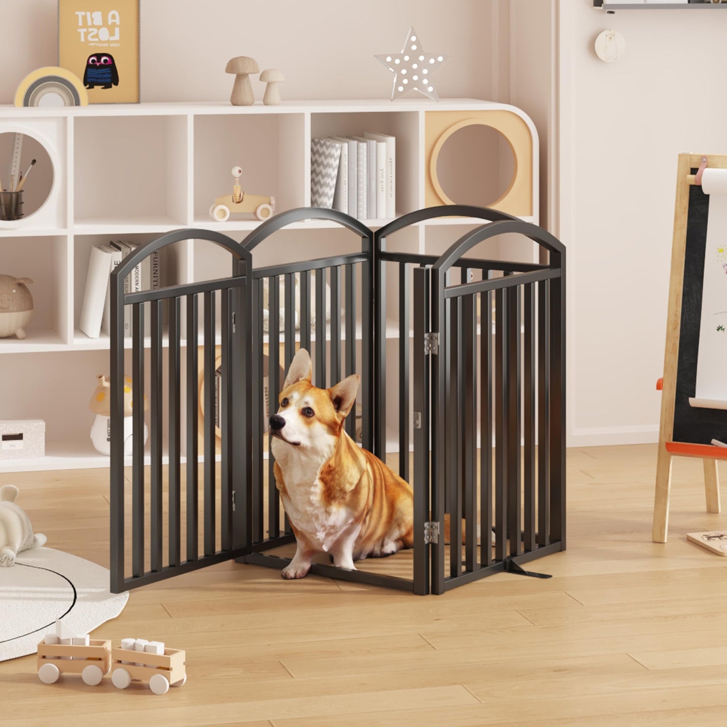Foldable Dog Gate Freestanding Wide Pet Fence Door