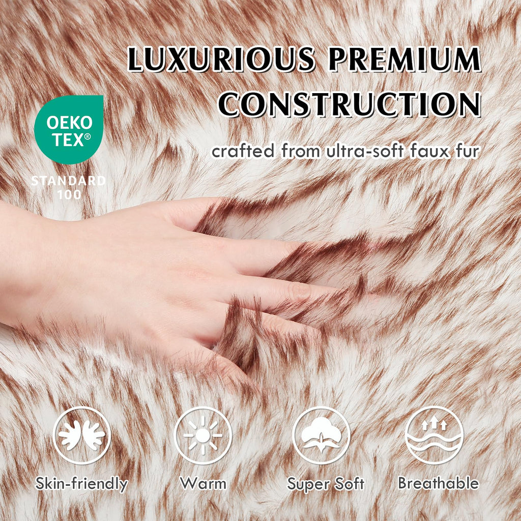Welfibr 40"×24"×1.97" Luxury Fluffy Faux Fur Dog Bed, Ultra Soft Plush Pet Rug, Washable Cozy Pad with Non-Slip Bottom, Supportive & Warm Sleeping Mat for Medium & Large Dogs, Joint-Friendly Pet Bed
