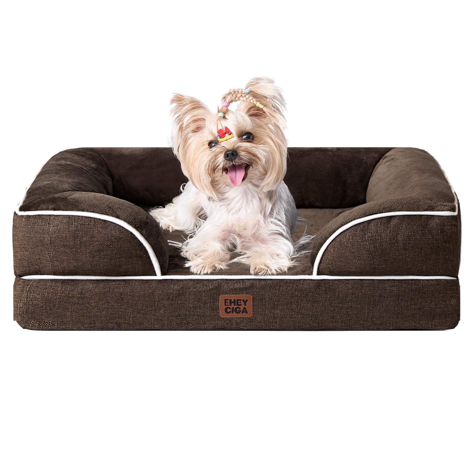 EHEYCIGA Orthopedic Dog Beds for Medium Large Extra Large Dogs, Waterproof Memory Foam XL Dog Bed with Sides, Egg-Crate Foam Couch Bed with Washable Removable Cover