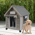 Dog House Outdoor Indoor Waterproof for Small Dog with Anti-Chewing Iron Frame, Raised Feet