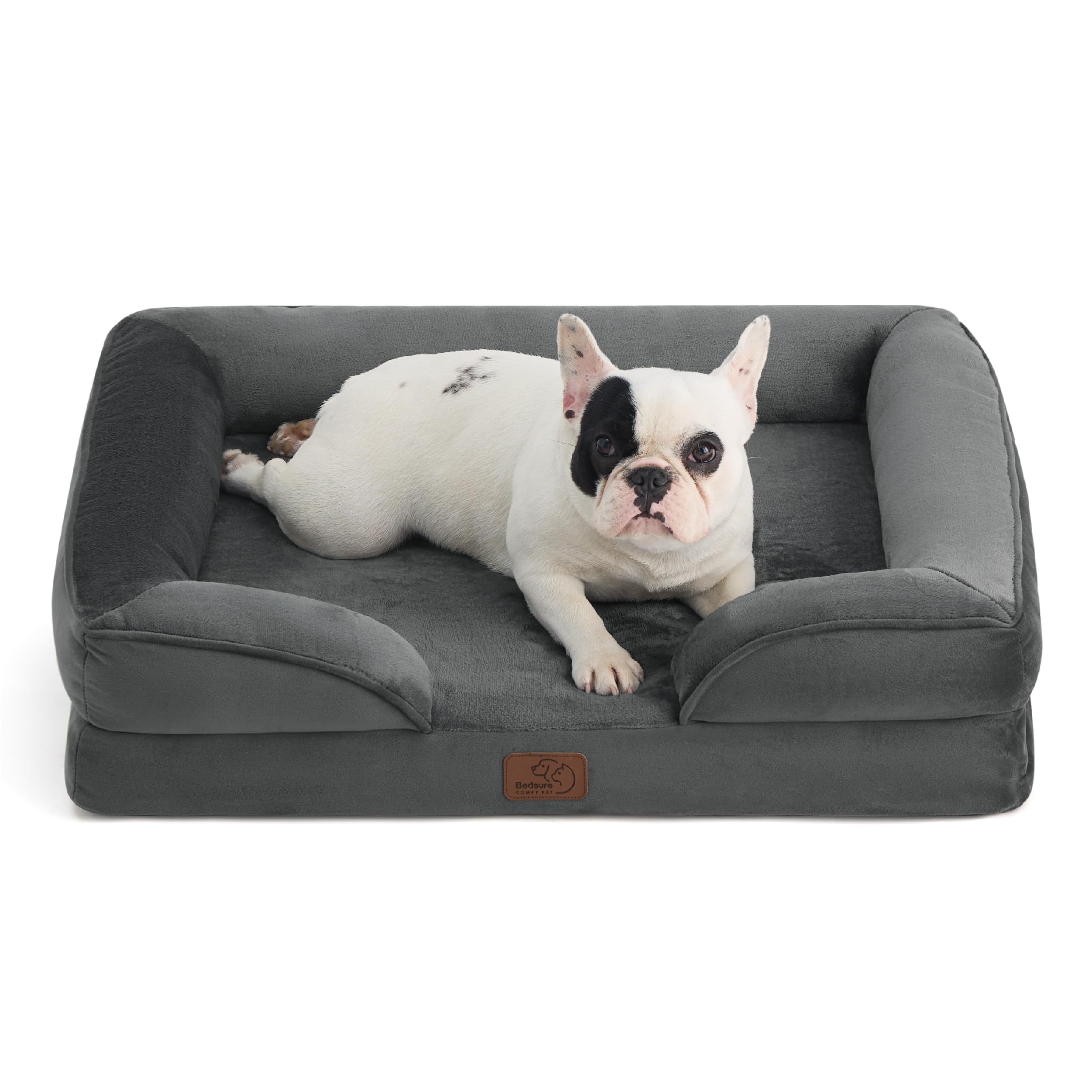 Bedsure Orthopedic Dog Bed - Washable Bolster Dog Cat Sofa Beds, Supportive Foam Pet Couch Bed with Removable Washable Cover, Waterproof Lining and Nonskid Bottom