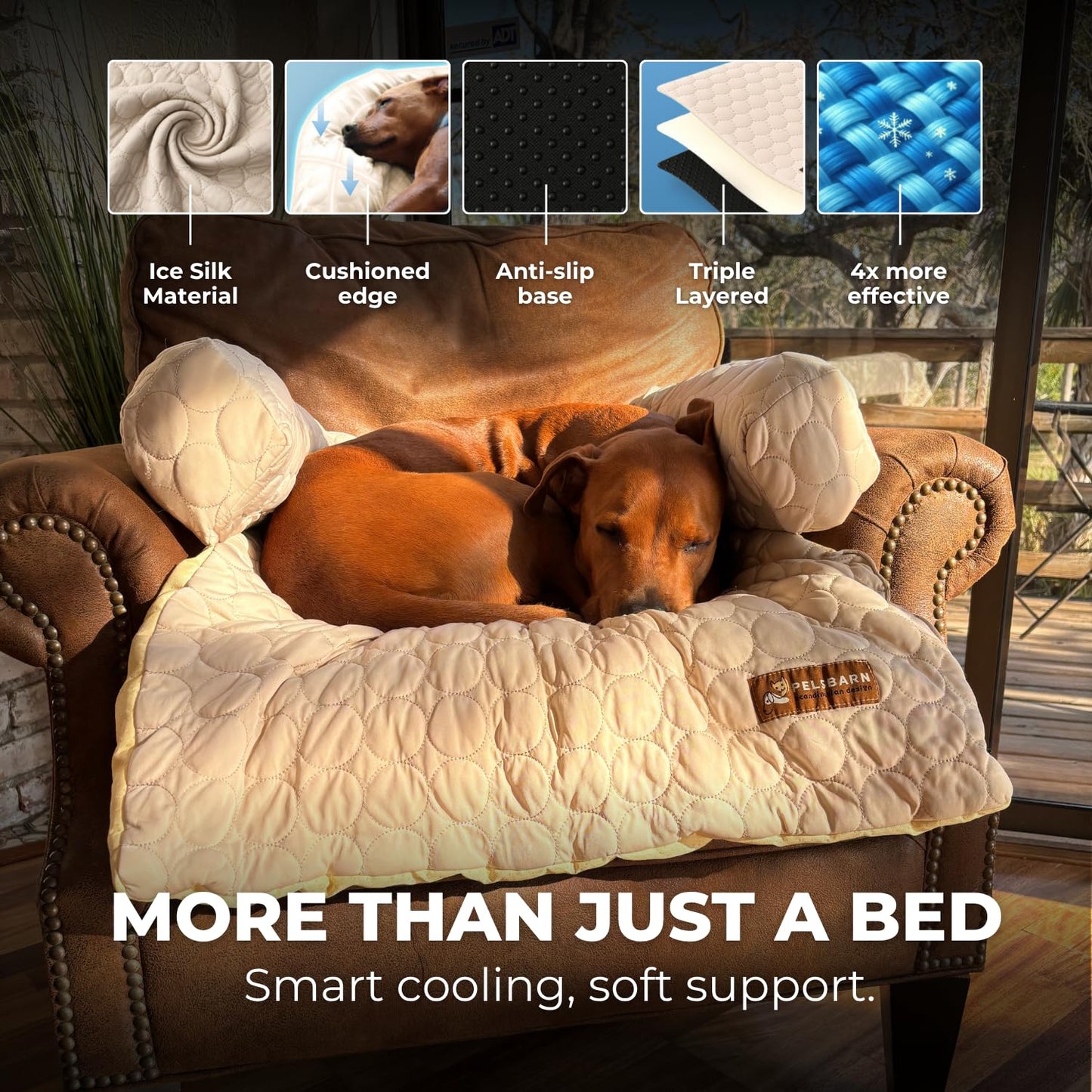 Cooling Dog Bed Ice Silk Self Cooling Non-Slip Washable