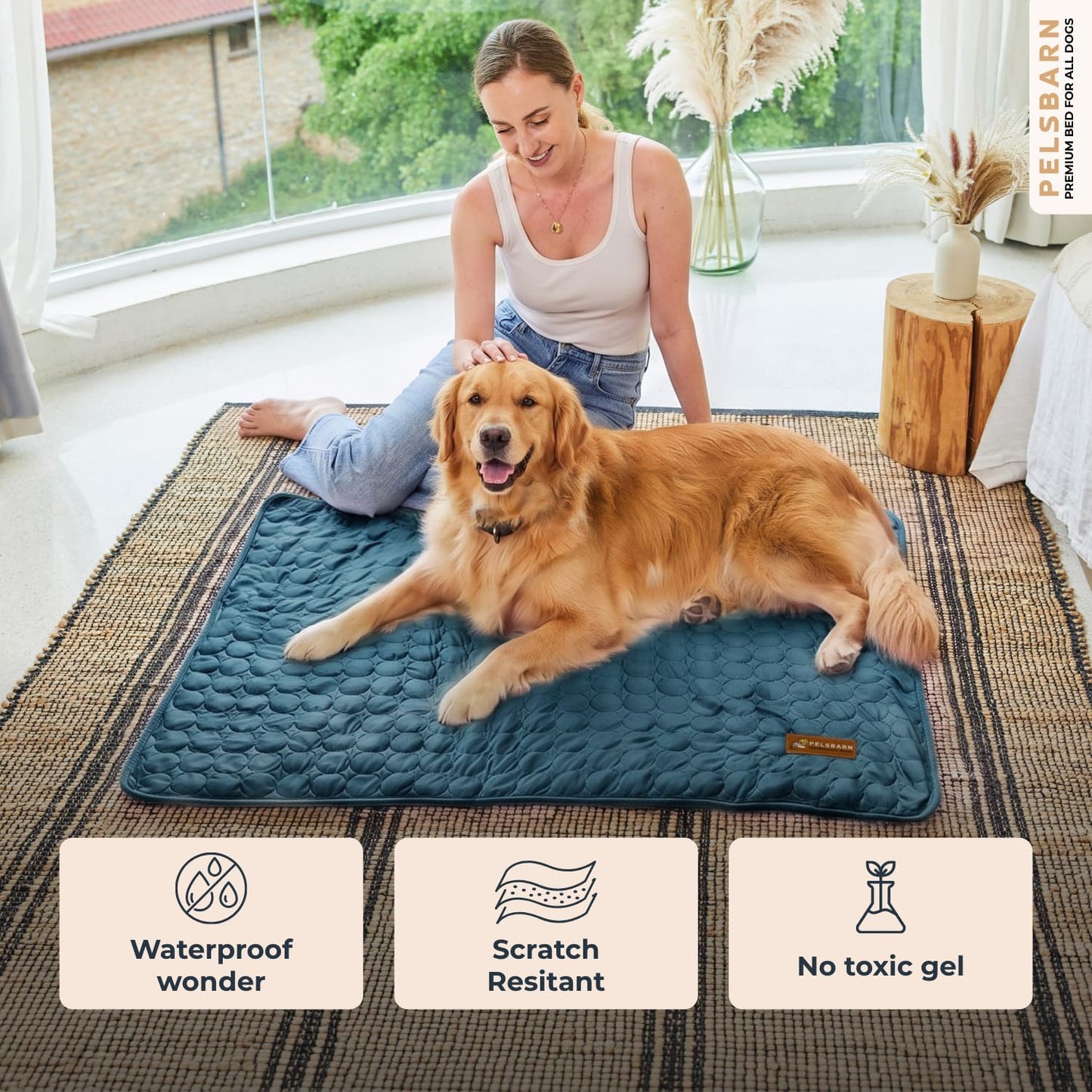 Cooling Dog Mat Ice Silk Self Cooling Non-Slip Washable