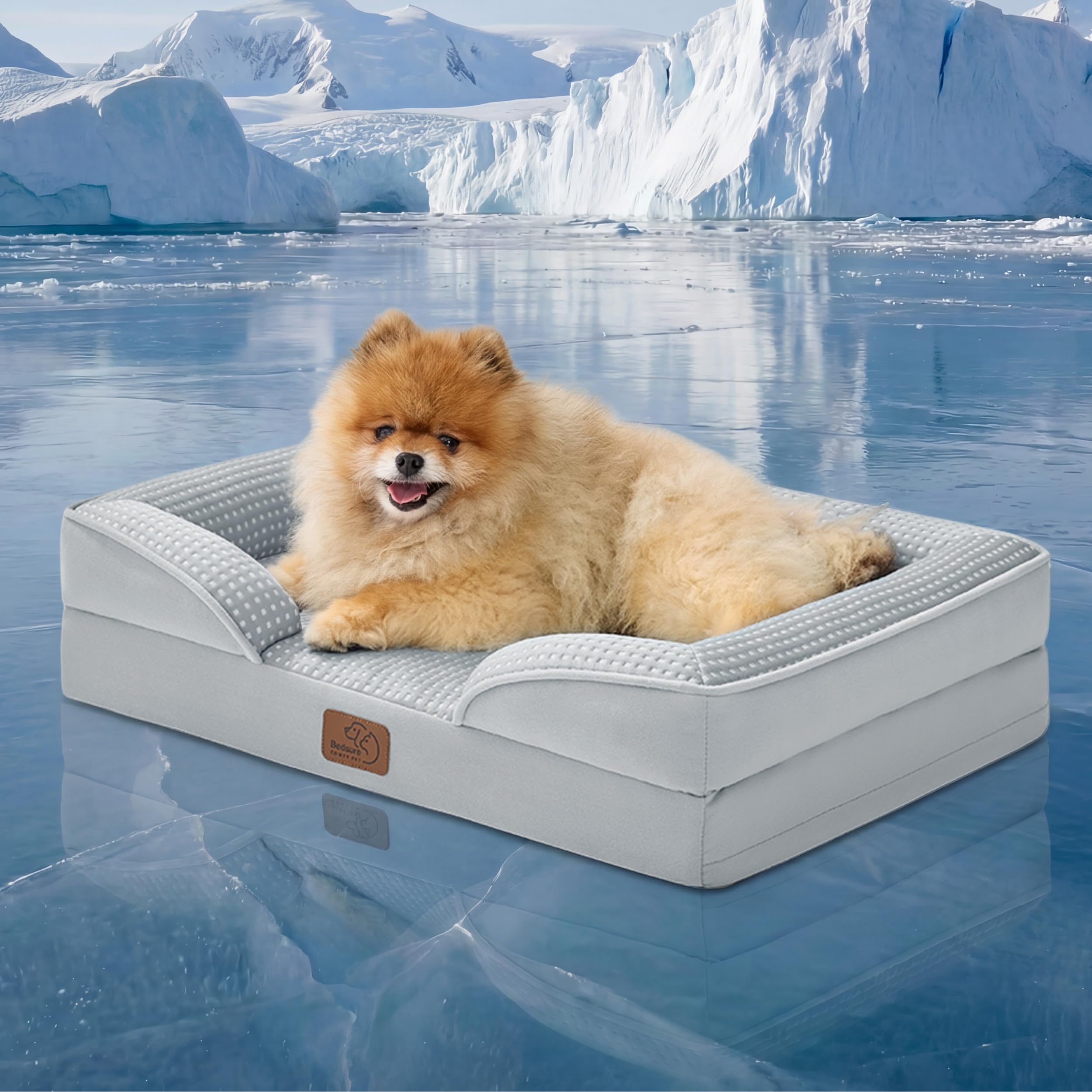 Bedsure Orthopedic Dog Bed - Washable Bolster Dog Cat Sofa Beds, Supportive Foam Pet Couch Bed with Removable Washable Cover, Waterproof Lining and Nonskid Bottom