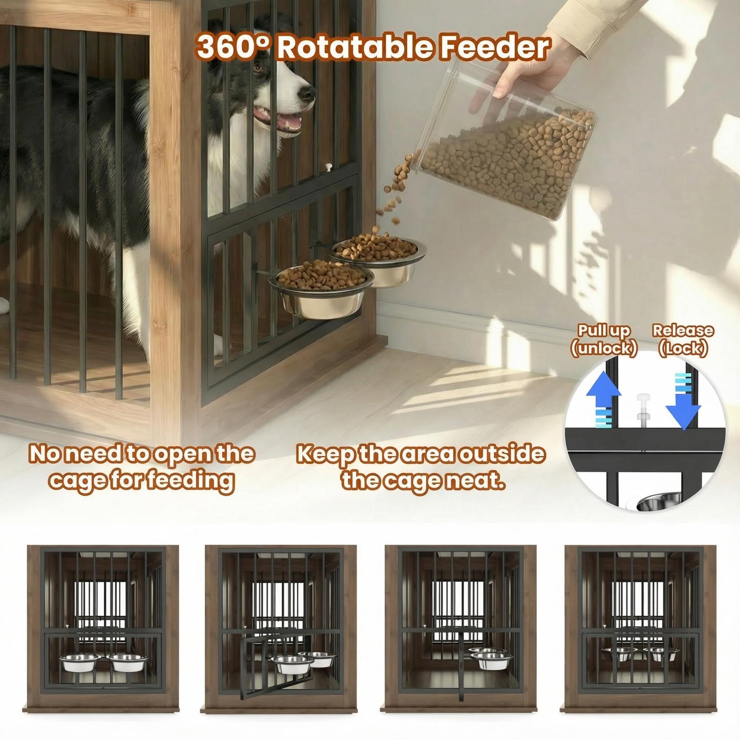 Double Dog Crate Furniture Cedar Wood Sliding Barn Door Walnut