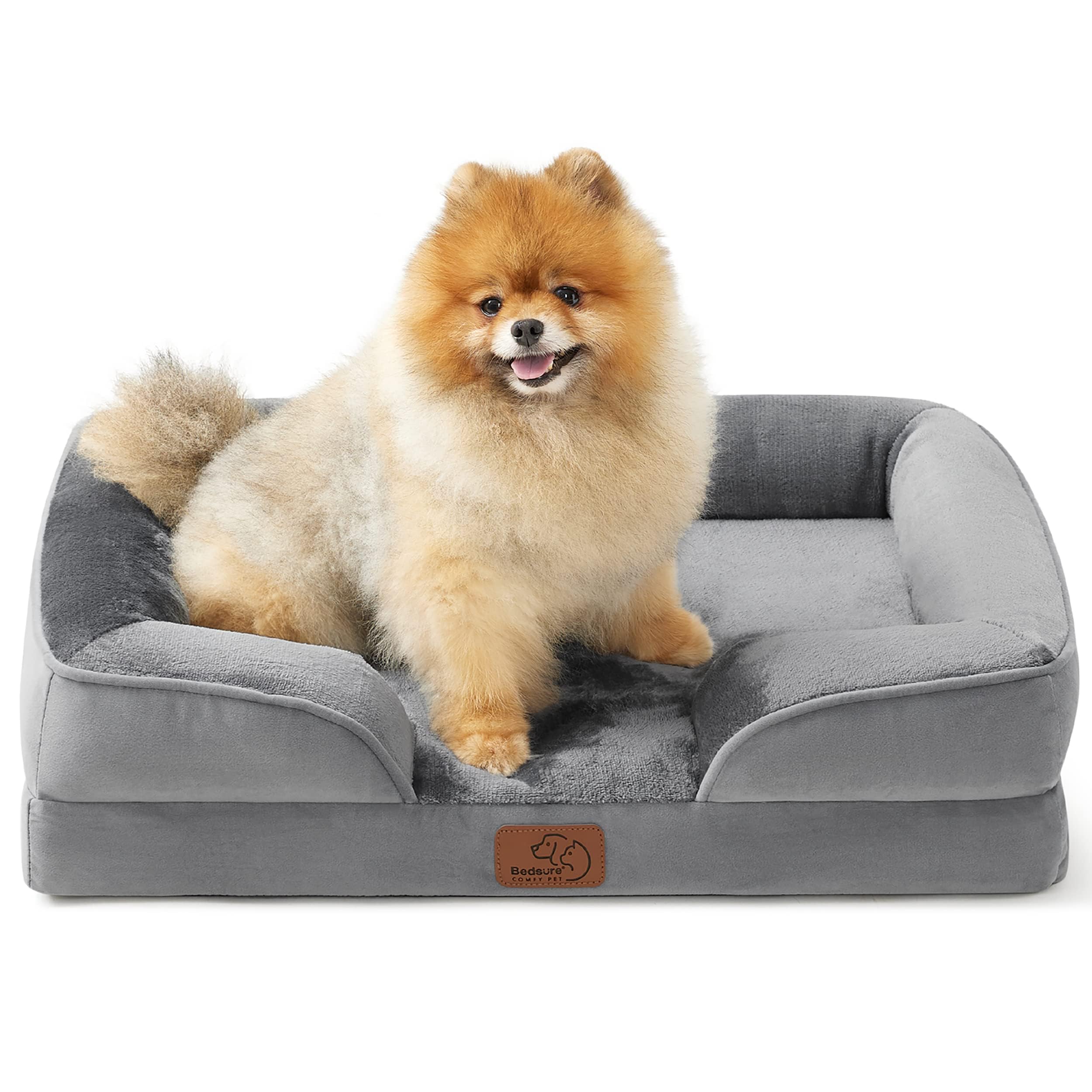 Bedsure Orthopedic Dog Bed - Washable Bolster Dog Cat Sofa Beds, Supportive Foam Pet Couch Bed with Removable Washable Cover, Waterproof Lining and Nonskid Bottom