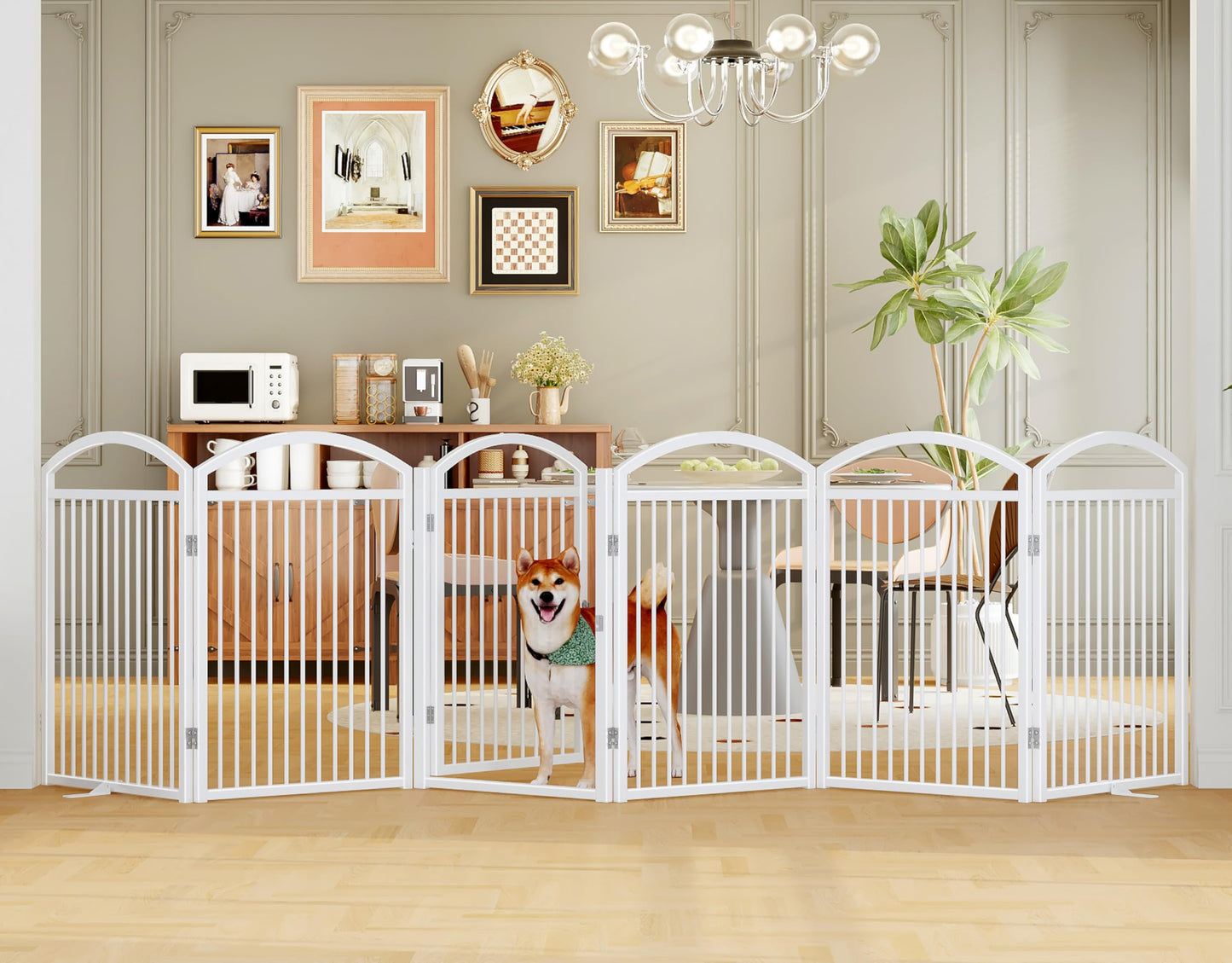 Foldable Dog Gate Freestanding Wide Pet Fence Door