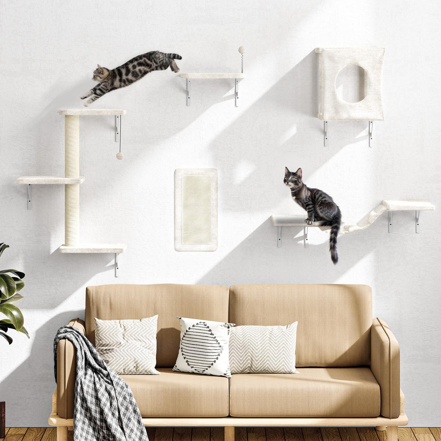 Wall Mounted Cat Climber Set Tree Bridge Steps Scratcher