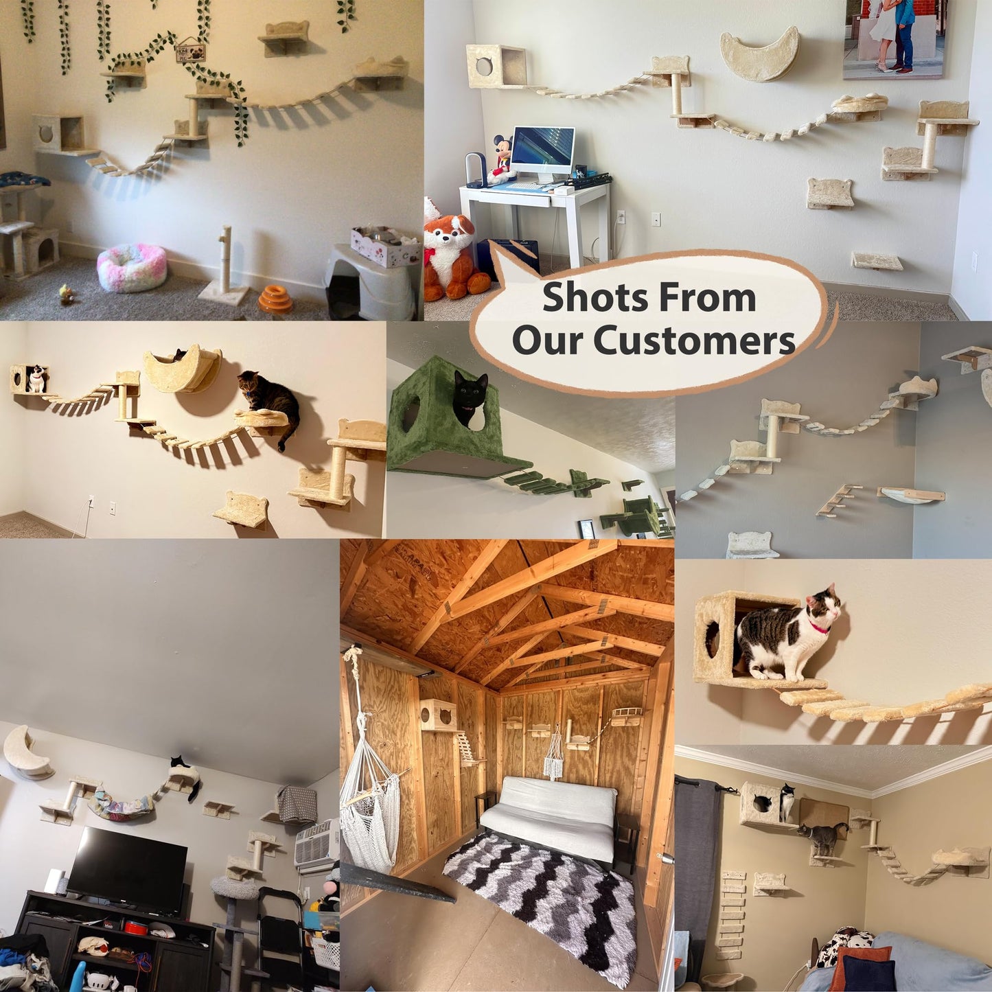 Wall Mounted Cat Shelves Furniture Set Plush Climbing Perches