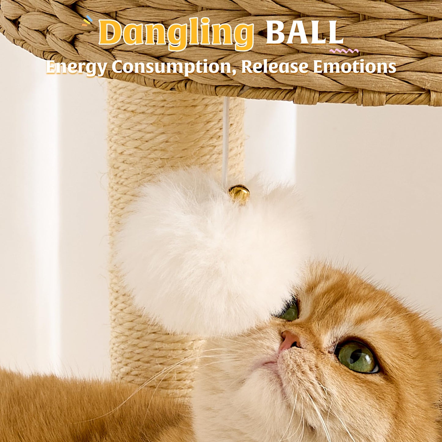 Solid Wood Cat Tree Tower 53 Inch Scratching Post Capsule Bed