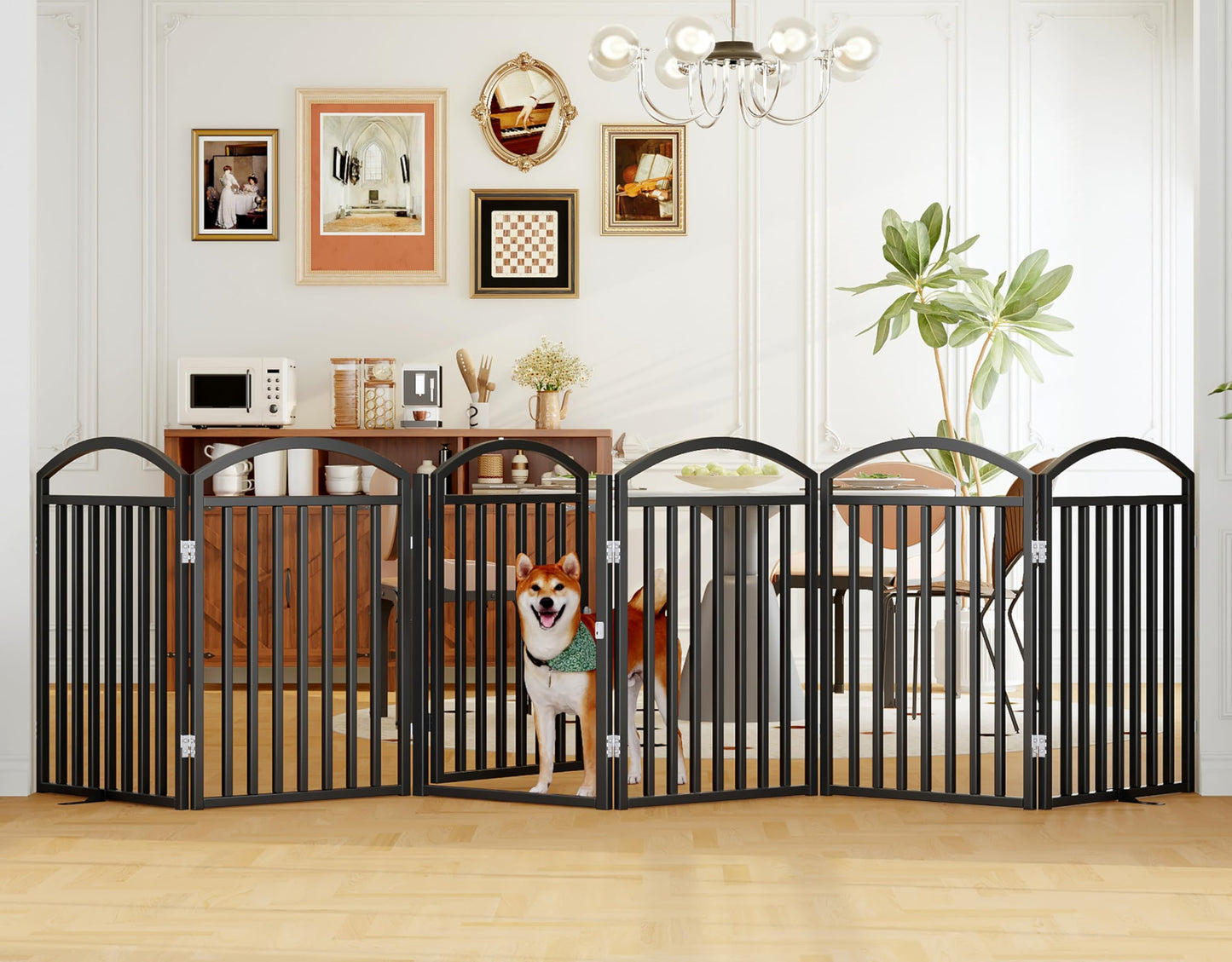 Foldable Dog Gate Freestanding Wide Pet Fence Door
