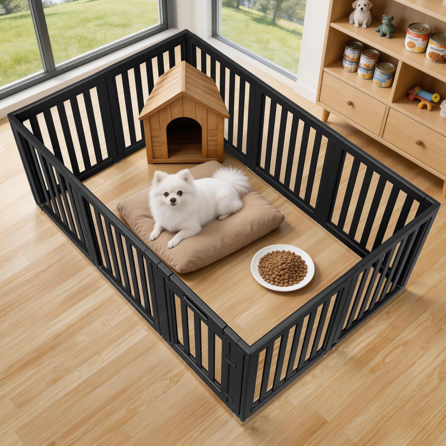 Clear Dog Playpen with Door Indoor Outdoor Puppy Pen Easy Clean