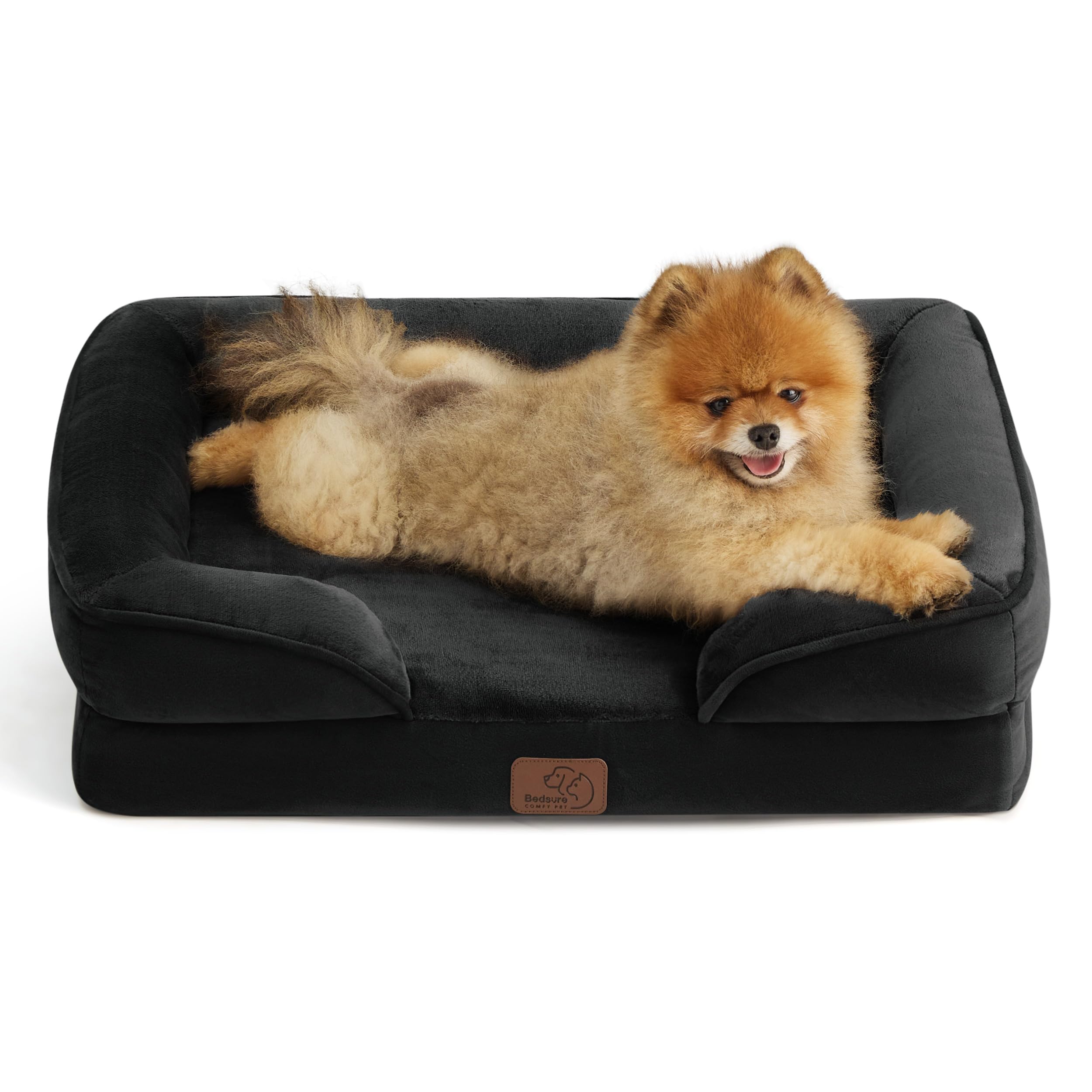Bedsure Orthopedic Dog Bed - Washable Bolster Dog Cat Sofa Beds, Supportive Foam Pet Couch Bed with Removable Washable Cover, Waterproof Lining and Nonskid Bottom