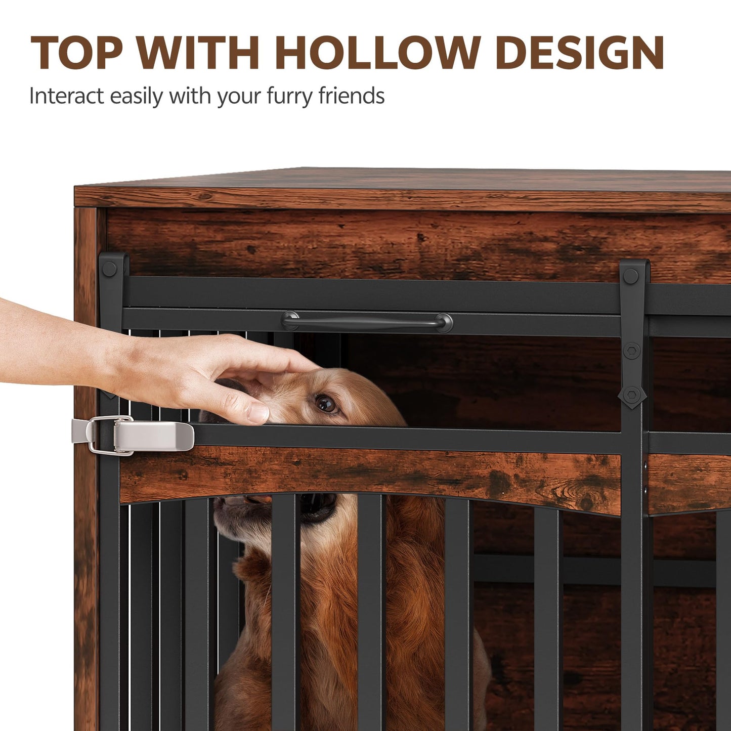 Double Dog Crate Furniture with Storage Drawers TV Stand Kennel