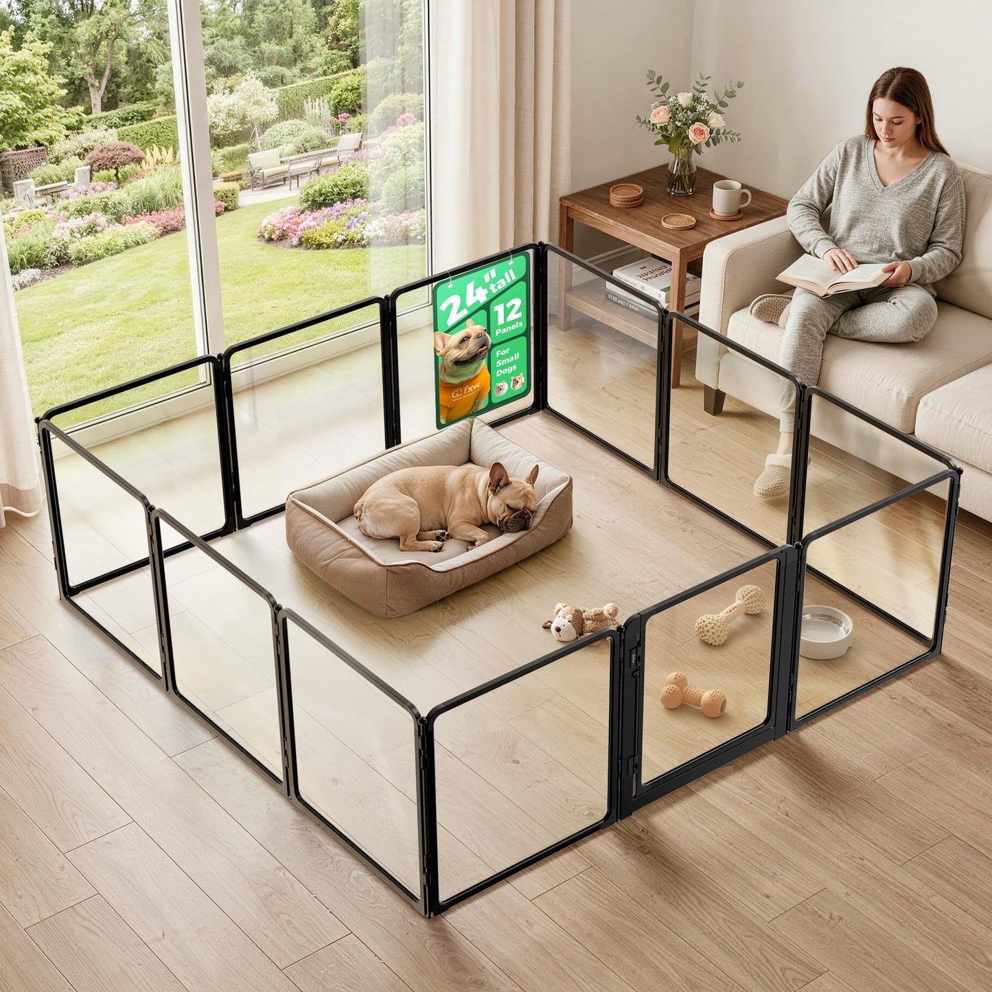 Acrylic Indoor Dog Playpen Metal Frame Heavy Duty Puppy Fence