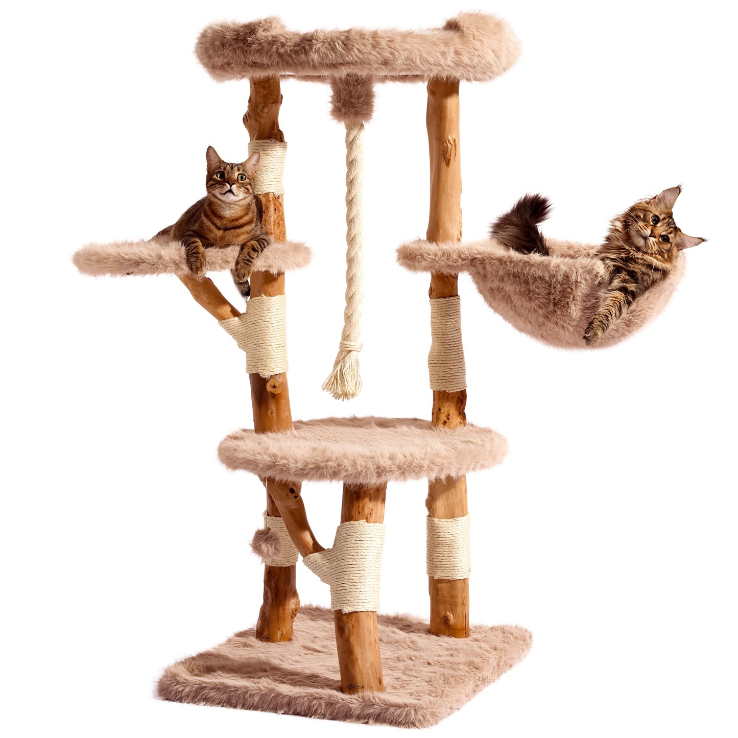 Solid Wood Cat Tree Tall Condo Scratching Post Large Cats