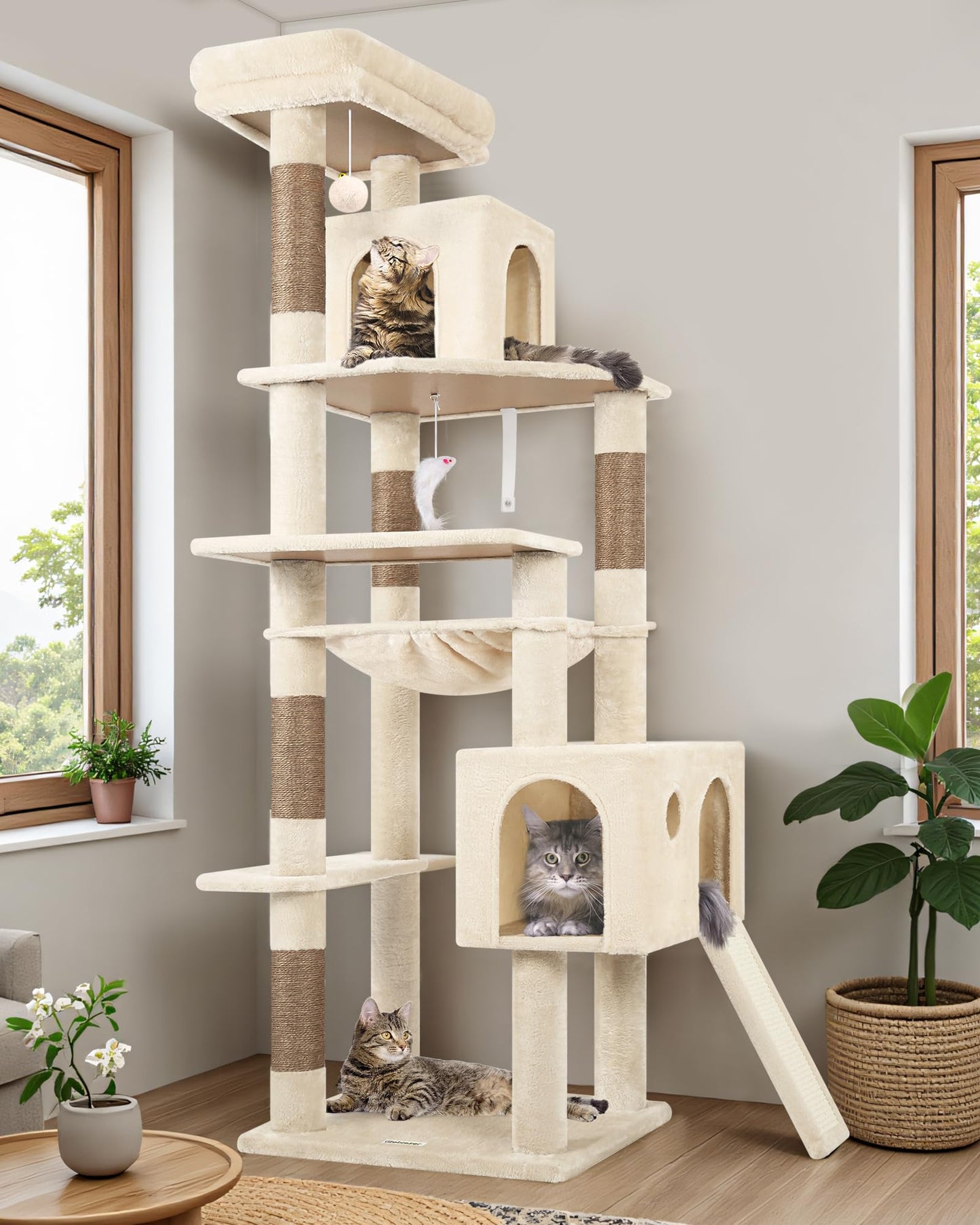 Heavy Duty Cat Tree Tower 70 Inch Scratching Post Hammock Condo