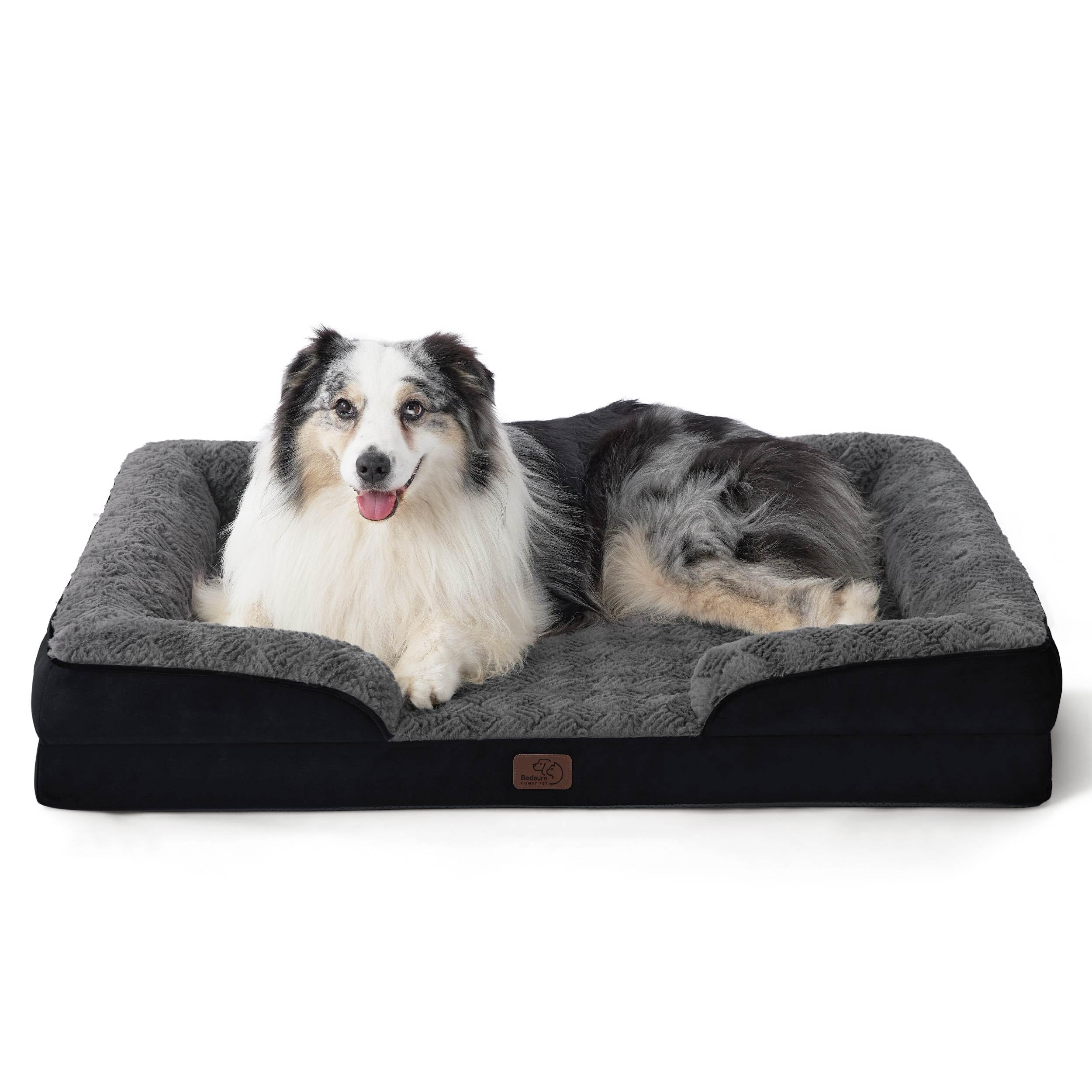 Bedsure Orthopedic Dog Bed - Washable Bolster Dog Cat Sofa Beds, Supportive Foam Pet Couch Bed with Removable Washable Cover, Waterproof Lining and Nonskid Bottom