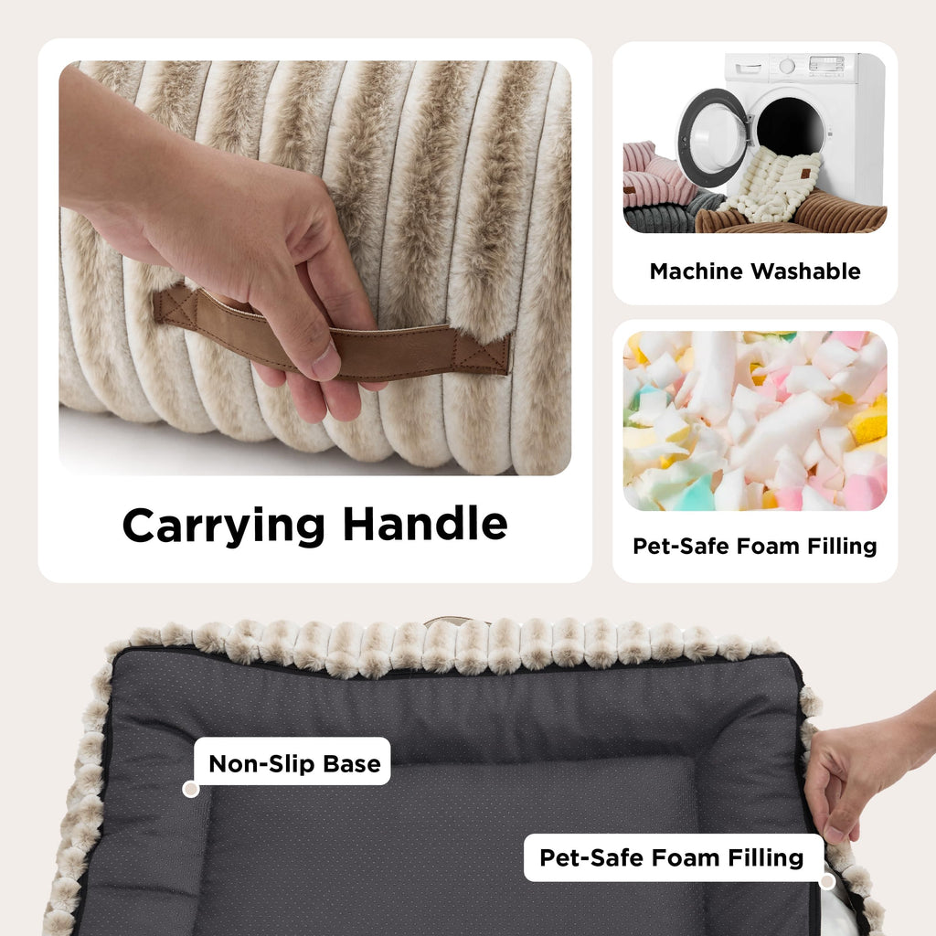 Bedsure Cute Pet Couch - Fluffy Cat Sofa with Premium Soft Corduroy Fleece, Fuzzy Pet Couch Bed with Removable Washable Cover, Supportive Cat Chair